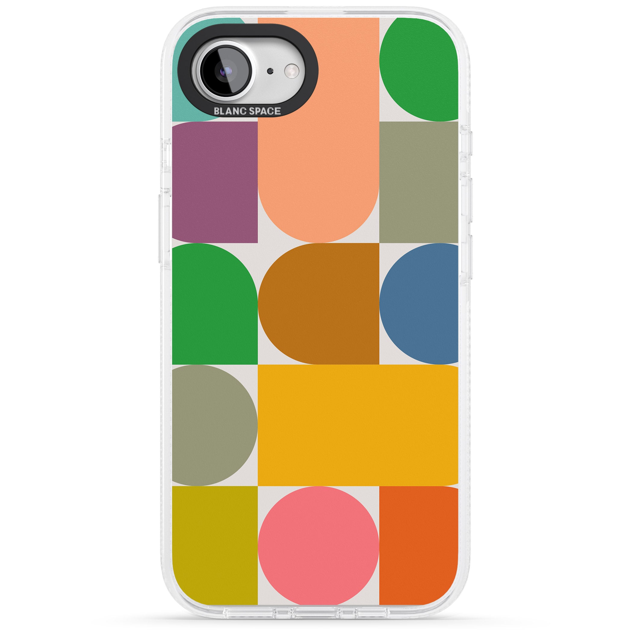 Abstract Retro Shapes: Rainbow Mix iPhone 16e Clear Case Impact Air - Blanc Space