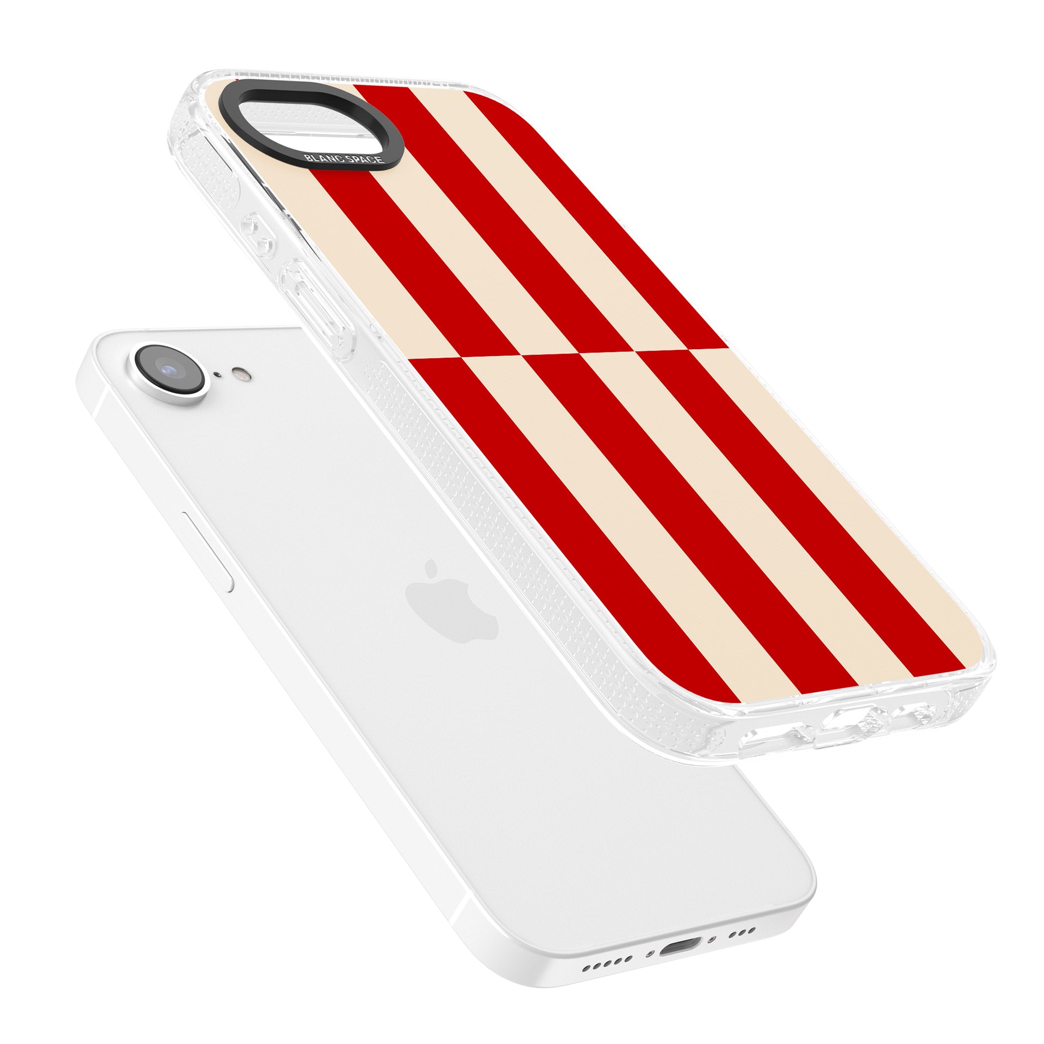Retro Red Stripes iPhone 16e Clear Case Impact Air - Blanc Space