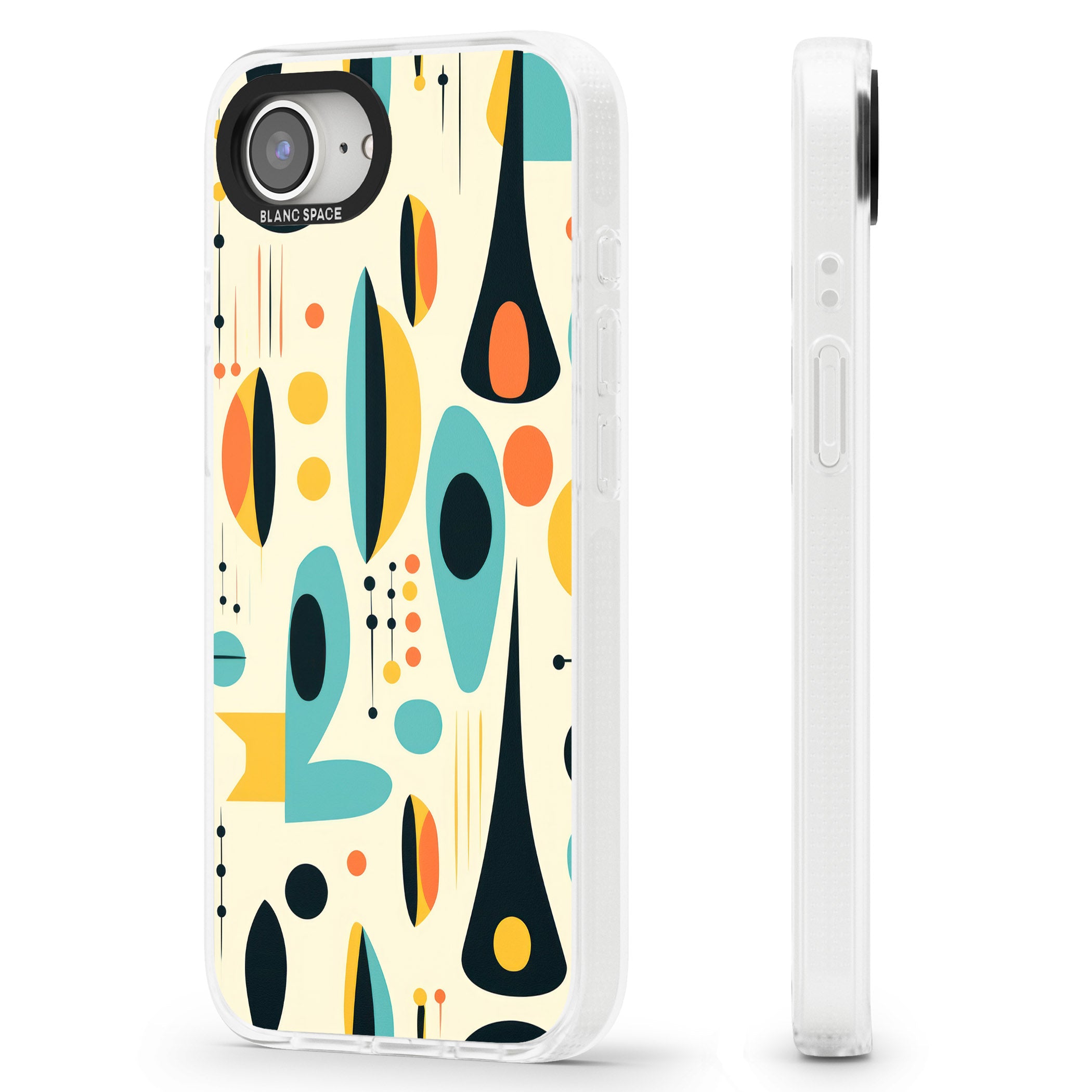 Mid-Century Atomic Pattern iPhone 16e Clear Case Impact Air - Blanc Space