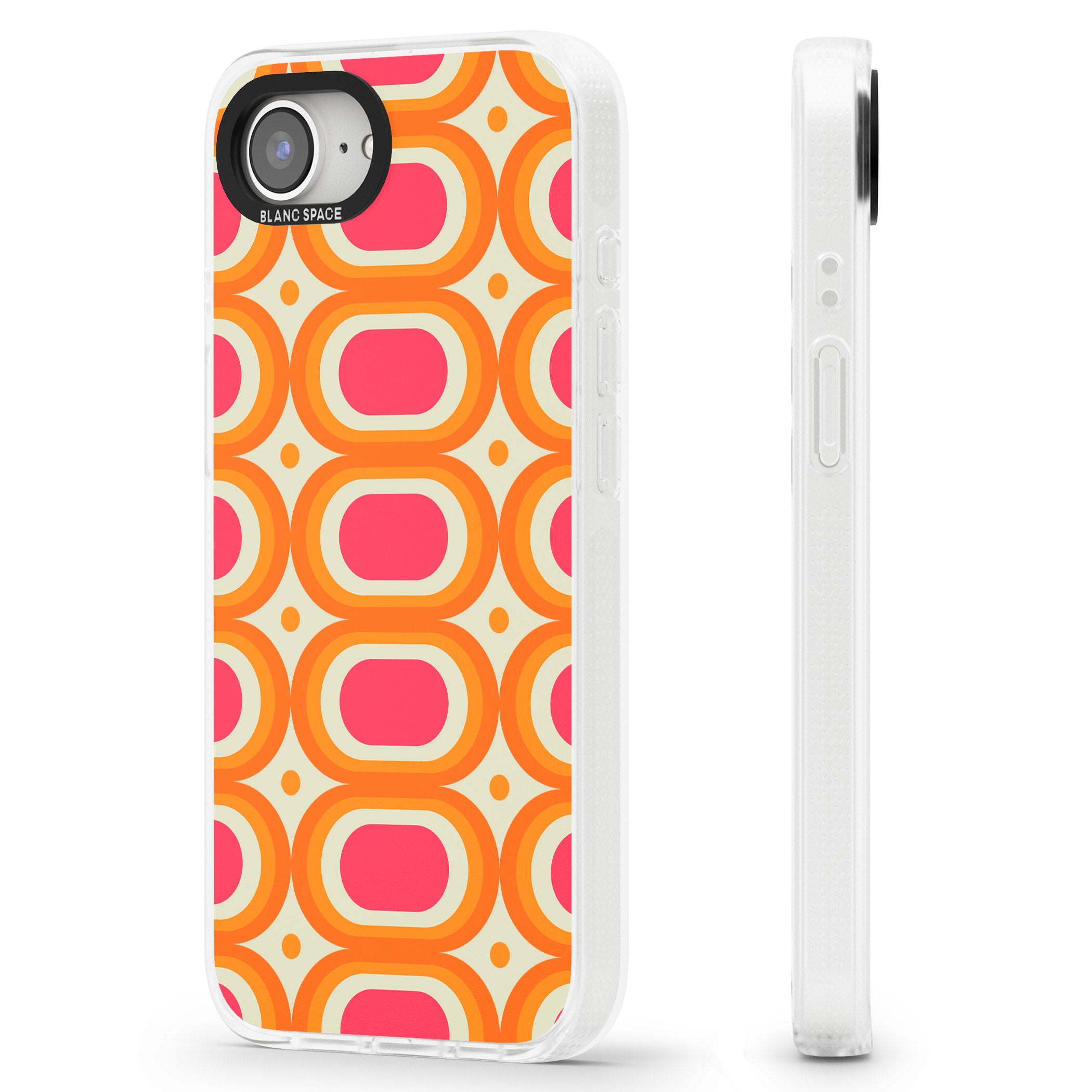 Groovy 60s Shape Pattern iPhone 16e Clear Case Impact Air - Blanc Space