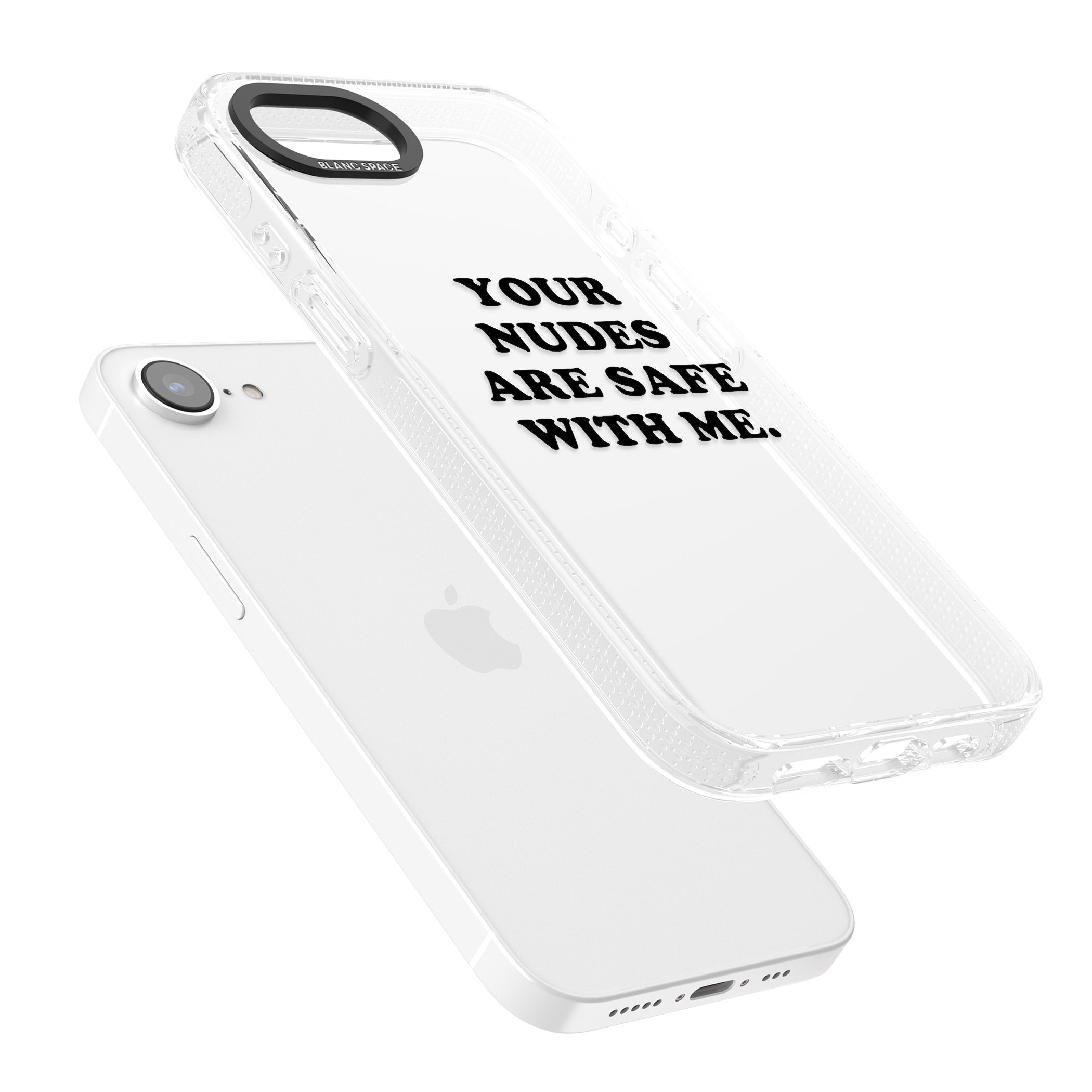 Your nudes are safe with me... BLACK iPhone 16e Clear Case Impact Air - Blanc Space