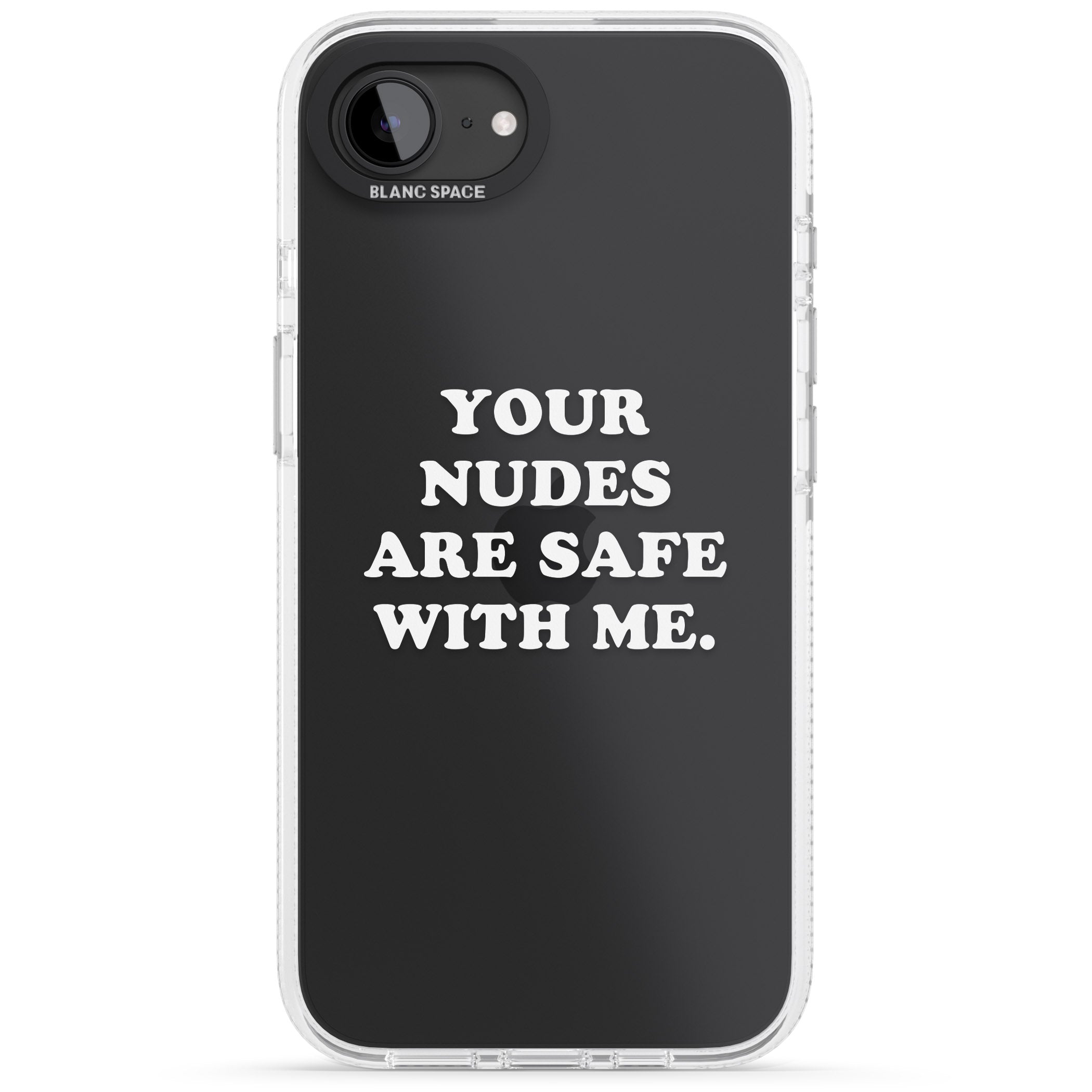 Your nudes are safe with me... WHITE iPhone 16e Clear Case Impact Air - Blanc Space