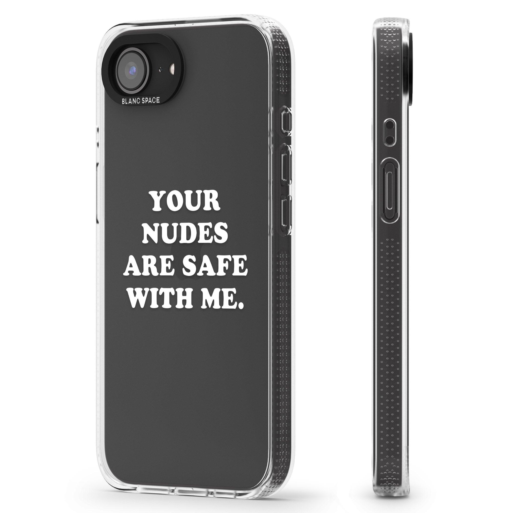 Your nudes are safe with me... WHITE iPhone 16e Clear Case Impact Air - Blanc Space