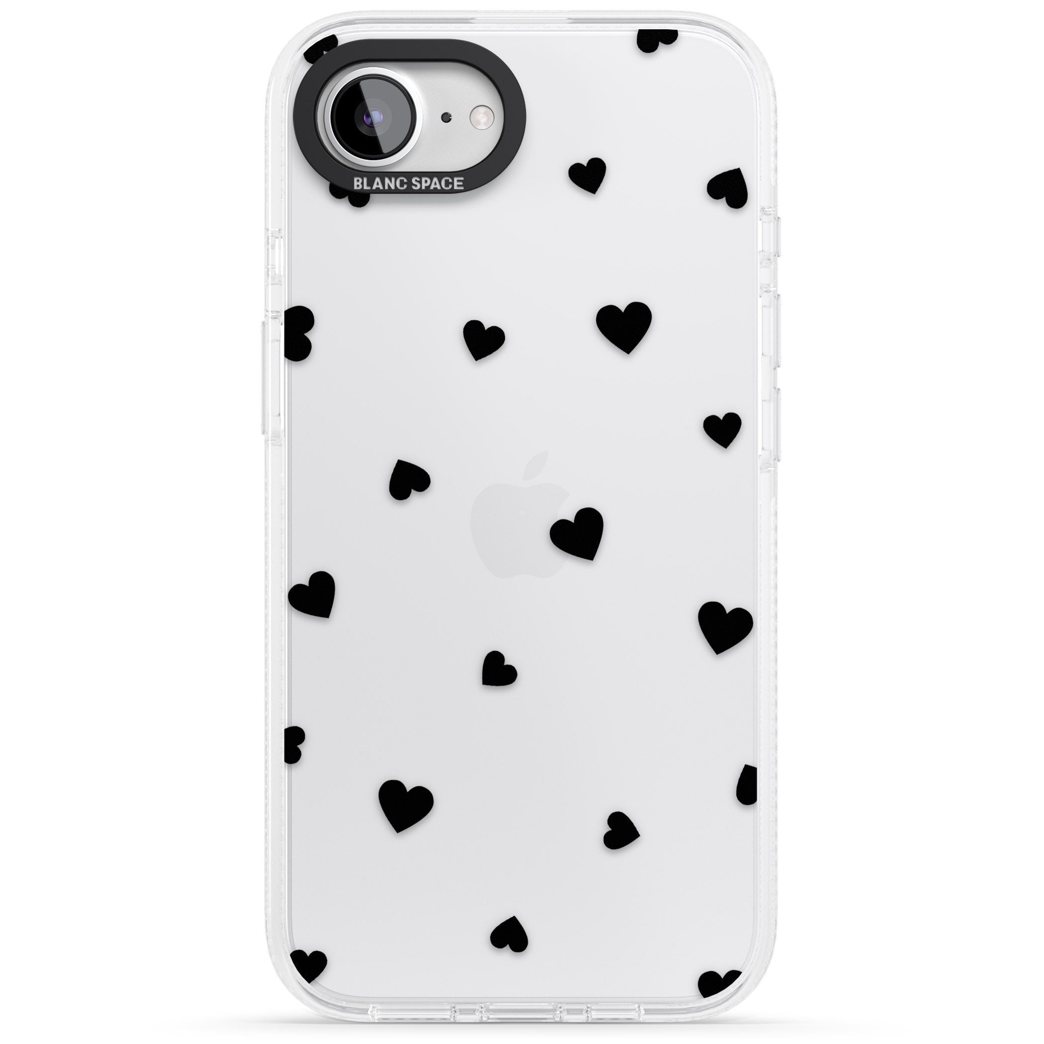 Black Hearts Pattern iPhone 16e Clear Case Impact Air - Blanc Space