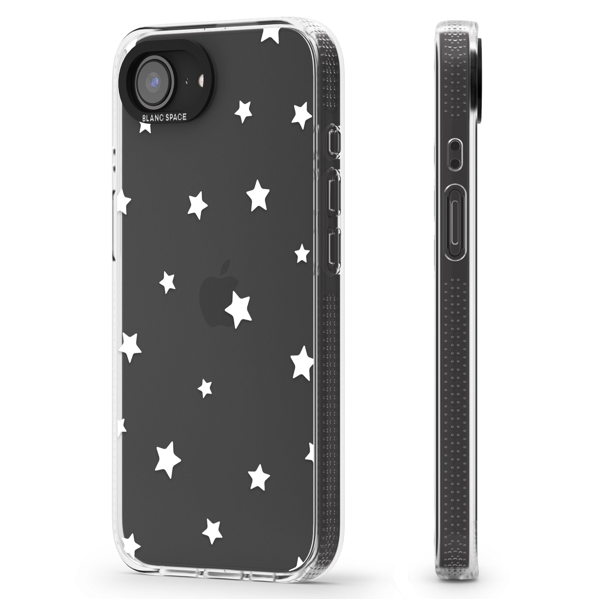 White Stars Pattern iPhone 16e Clear Case Impact Air - Blanc Space