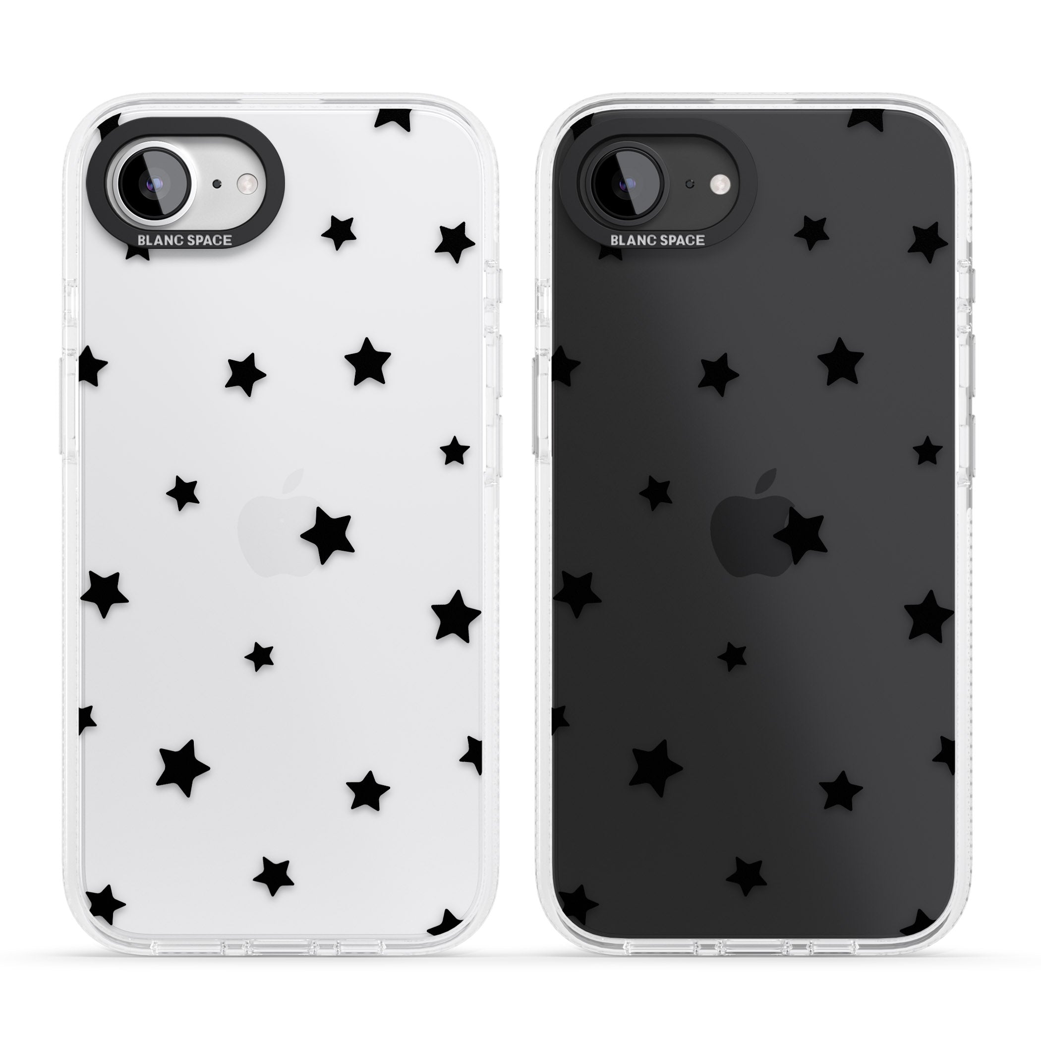 Black Stars Pattern iPhone 16e Clear Case Impact Air - Blanc Space