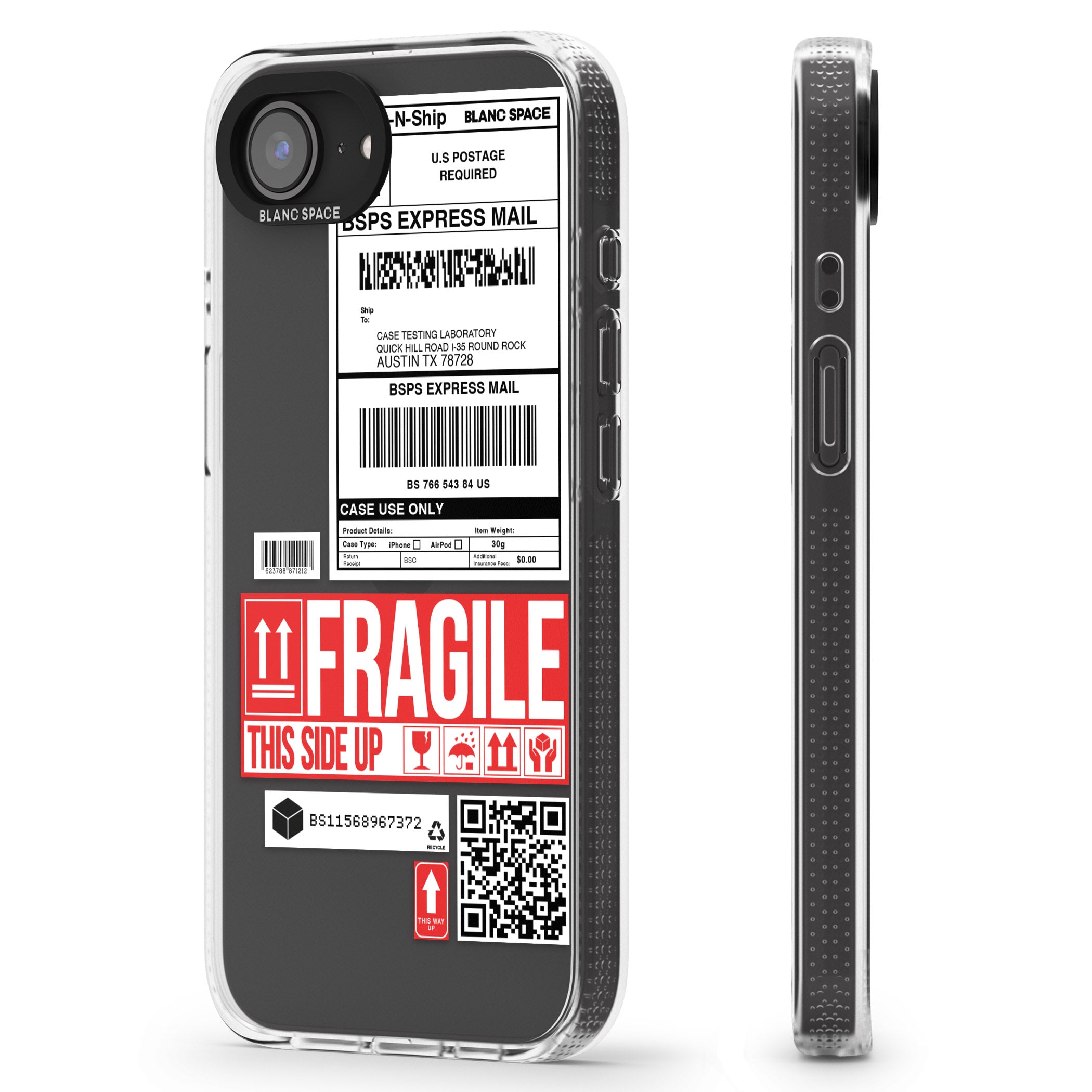 Shipping Label iPhone 16e Clear Case Impact Air - Blanc Space