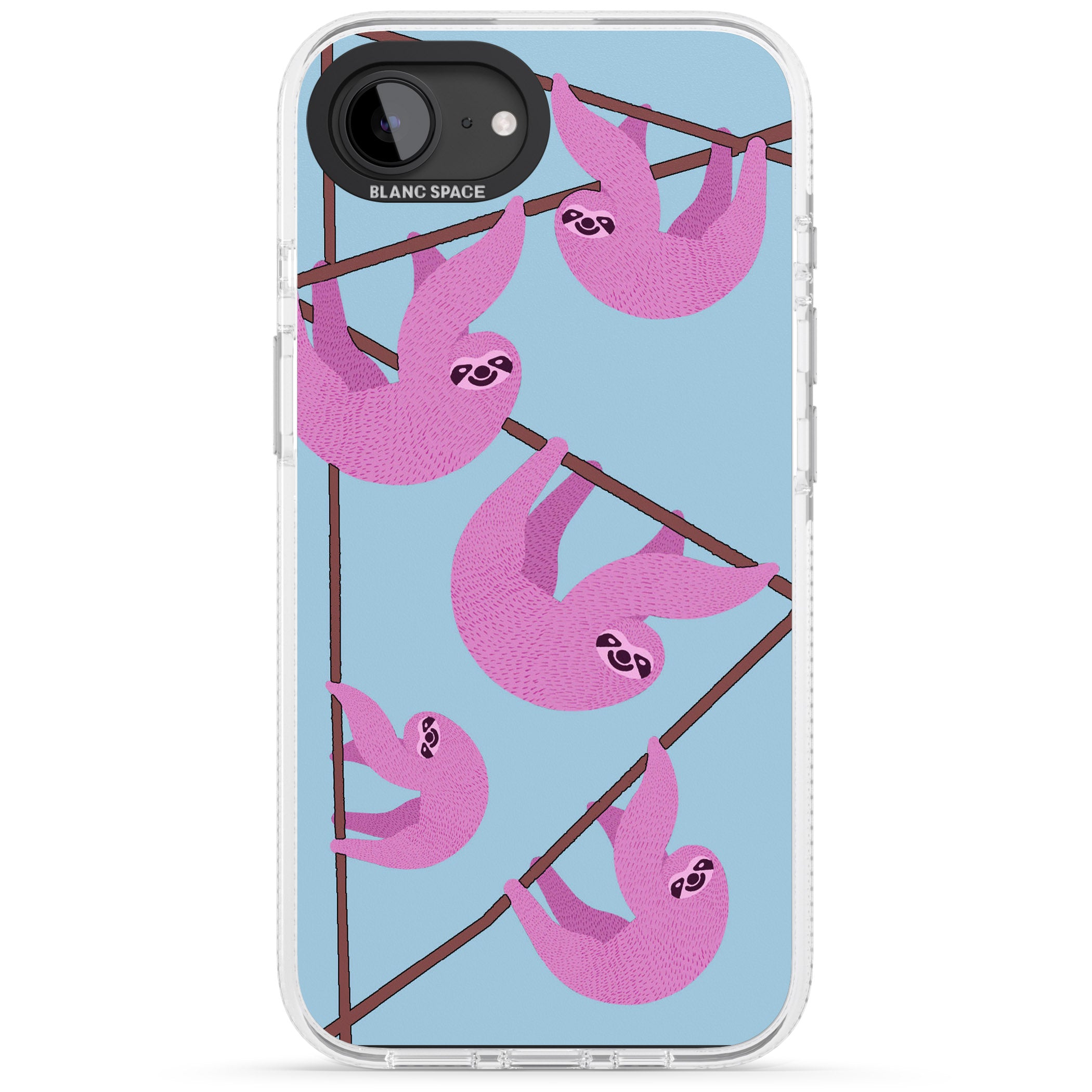 Pink Sloth iPhone 16e Clear Case Impact Air - Blanc Space