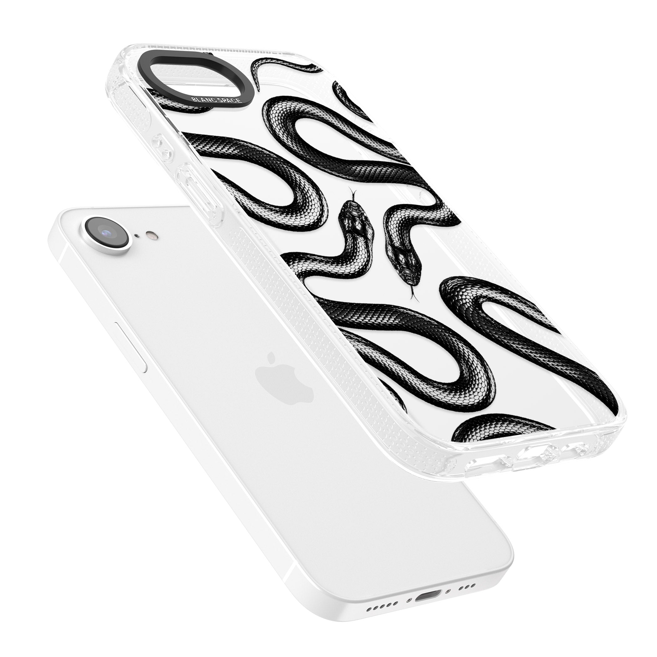 Black Kingsnake iPhone 16e Clear Case Impact Air - Blanc Space