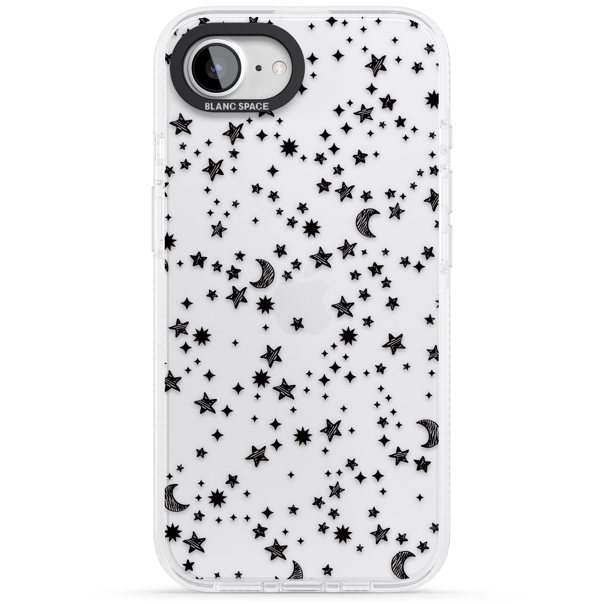 Black Cosmic Galaxy Pattern iPhone 16e Clear Case Impact Air - Blanc Space