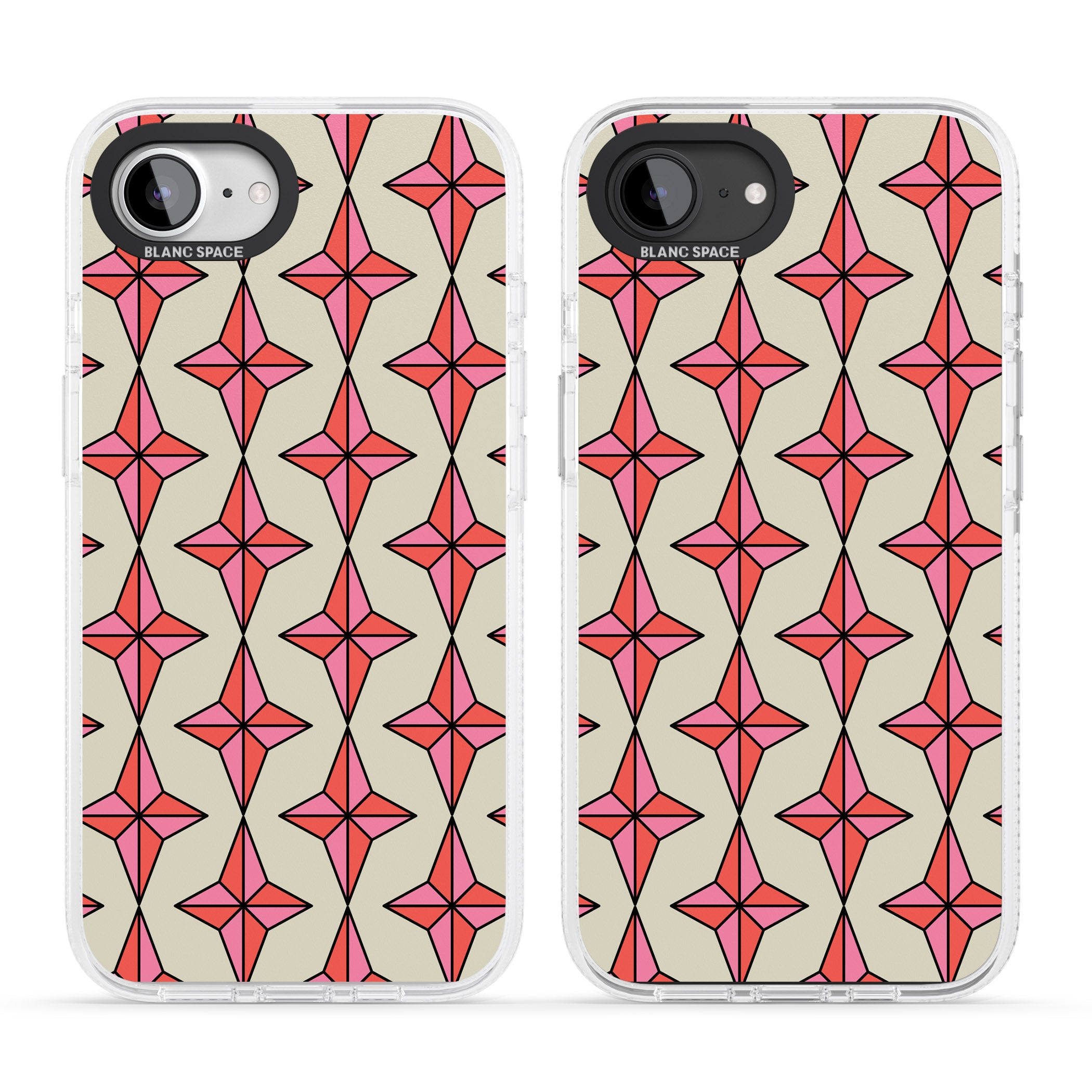 Rose Stars Pattern iPhone 16e Clear Case Impact Air - Blanc Space