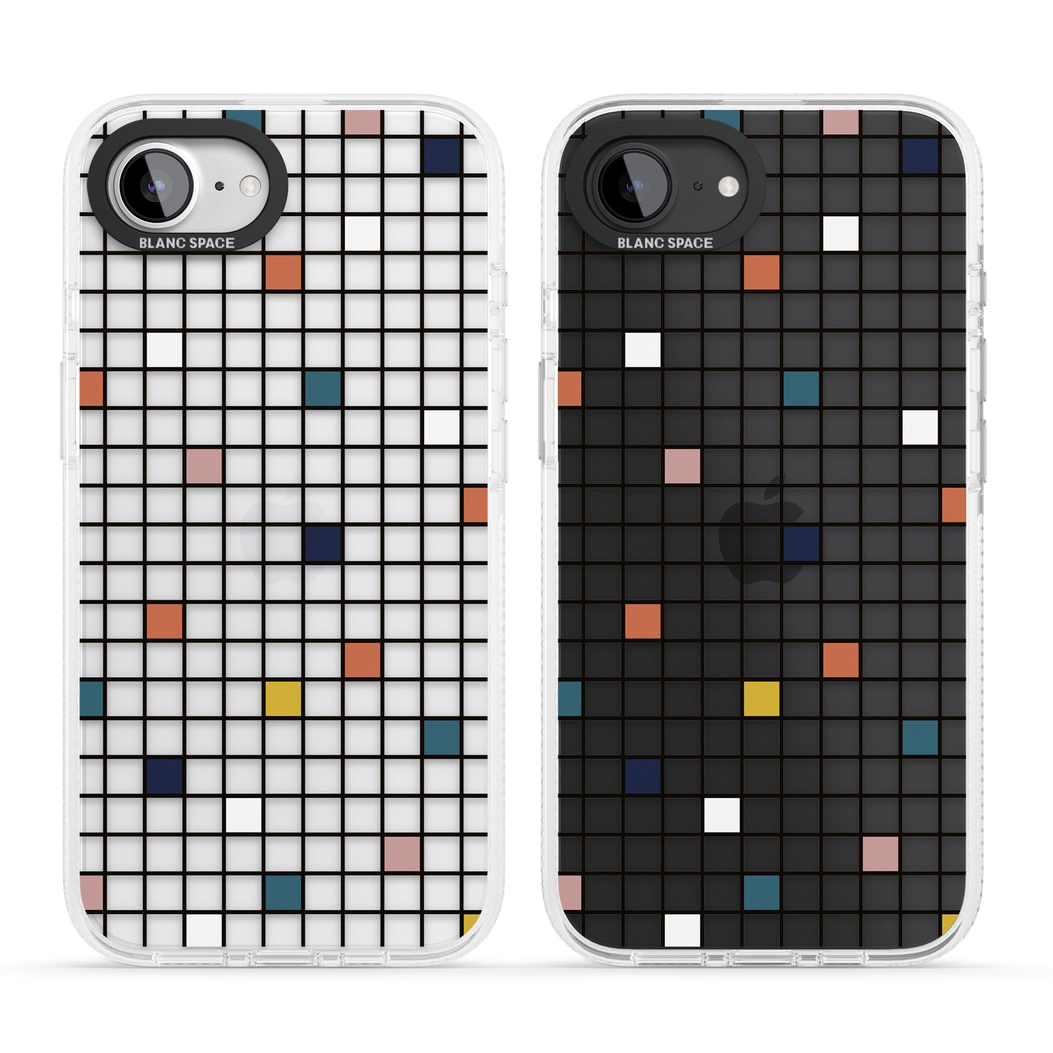 Earthtone Clear Geometric Grid iPhone 16e Clear Case Impact Air - Blanc Space