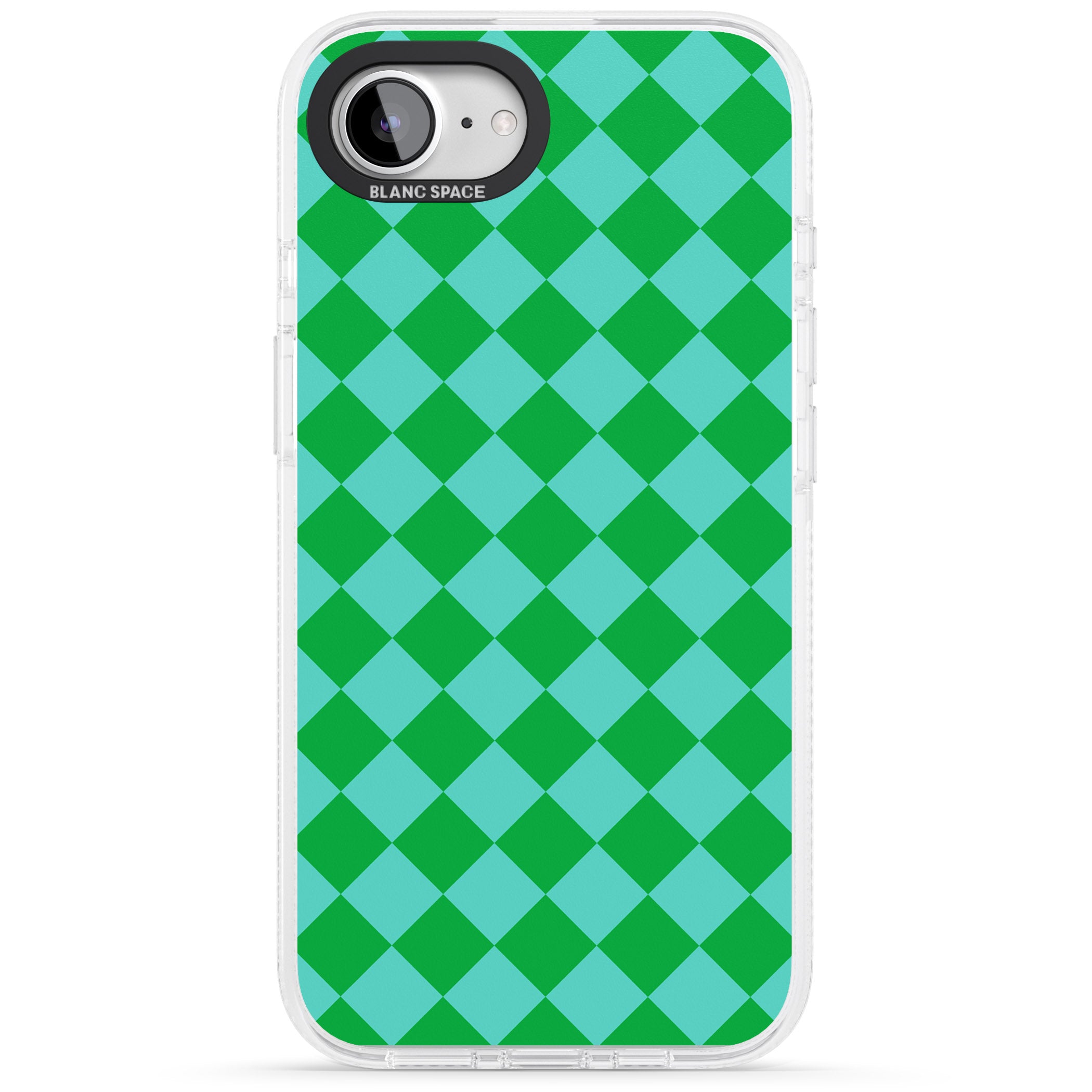 Retro Green Diamond Plaid iPhone 16e Clear Case Impact Air - Blanc Space