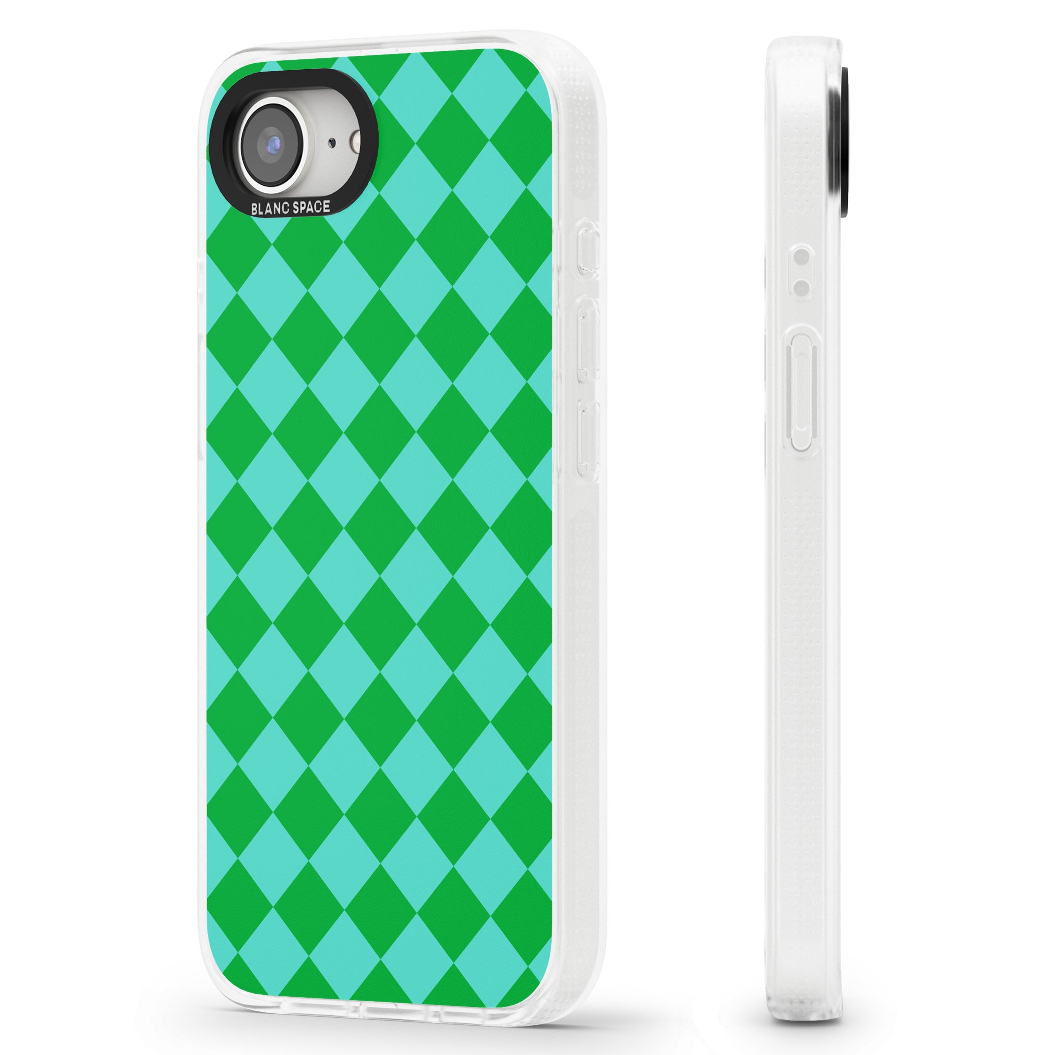 Retro Green Diamond Plaid iPhone 16e Clear Case Impact Air - Blanc Space