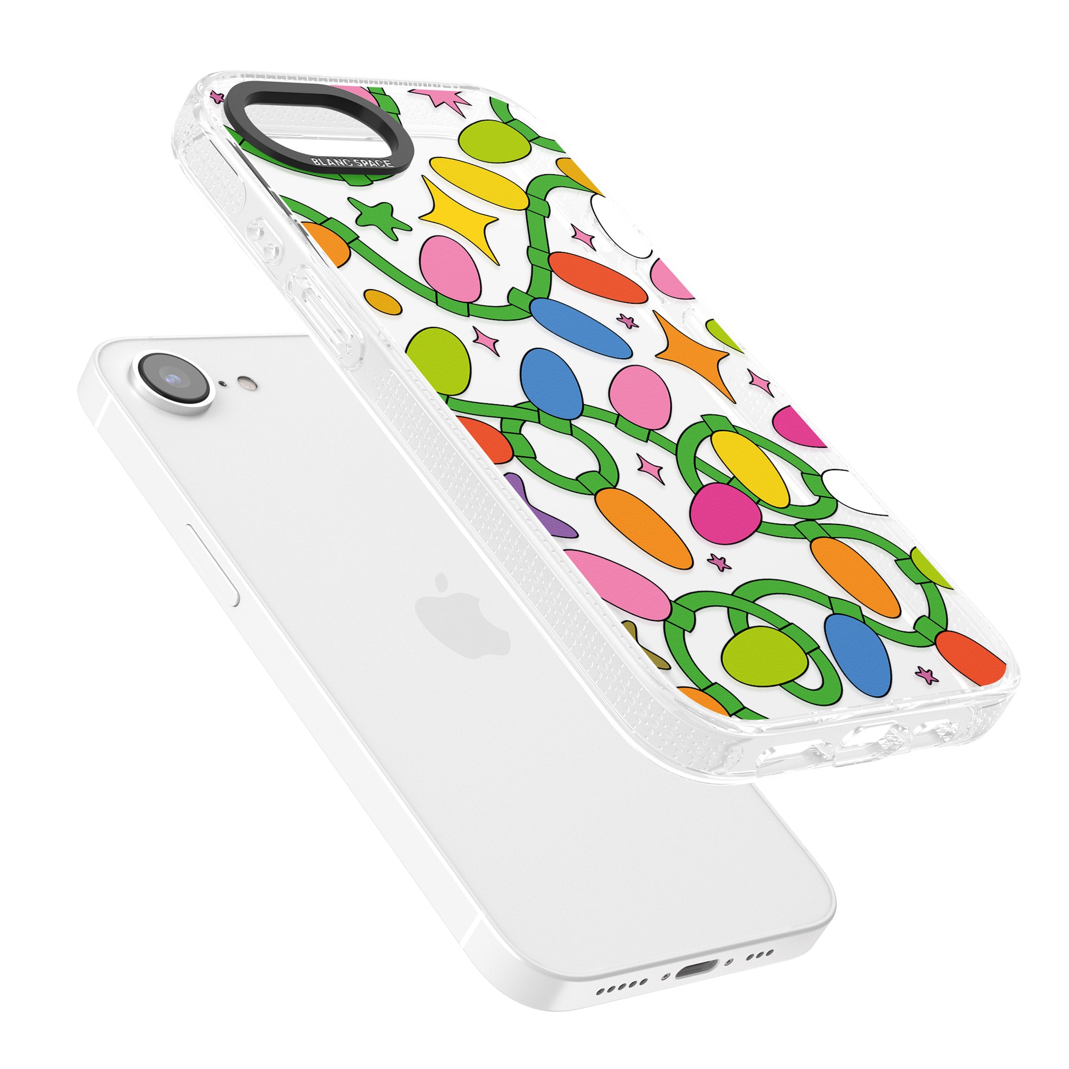 Festive Lights Pattern iPhone 16e Clear Case Impact Air - Blanc Space