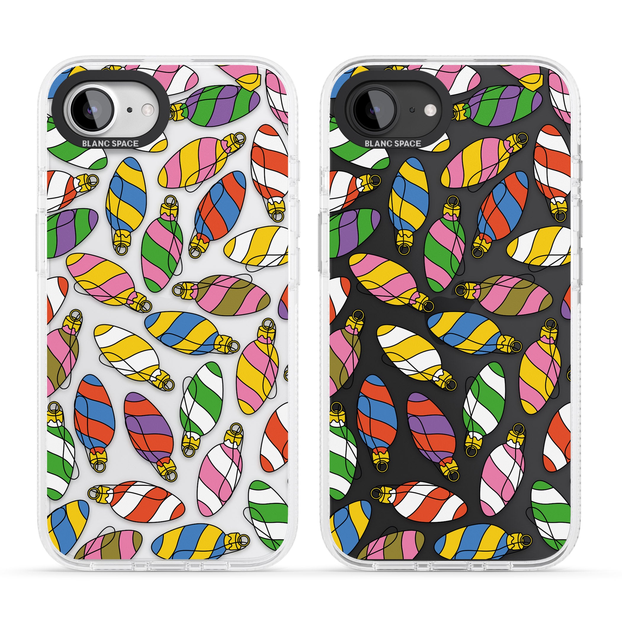 Colourful Holiday Ornaments iPhone 16e Clear Case Impact Air - Blanc Space