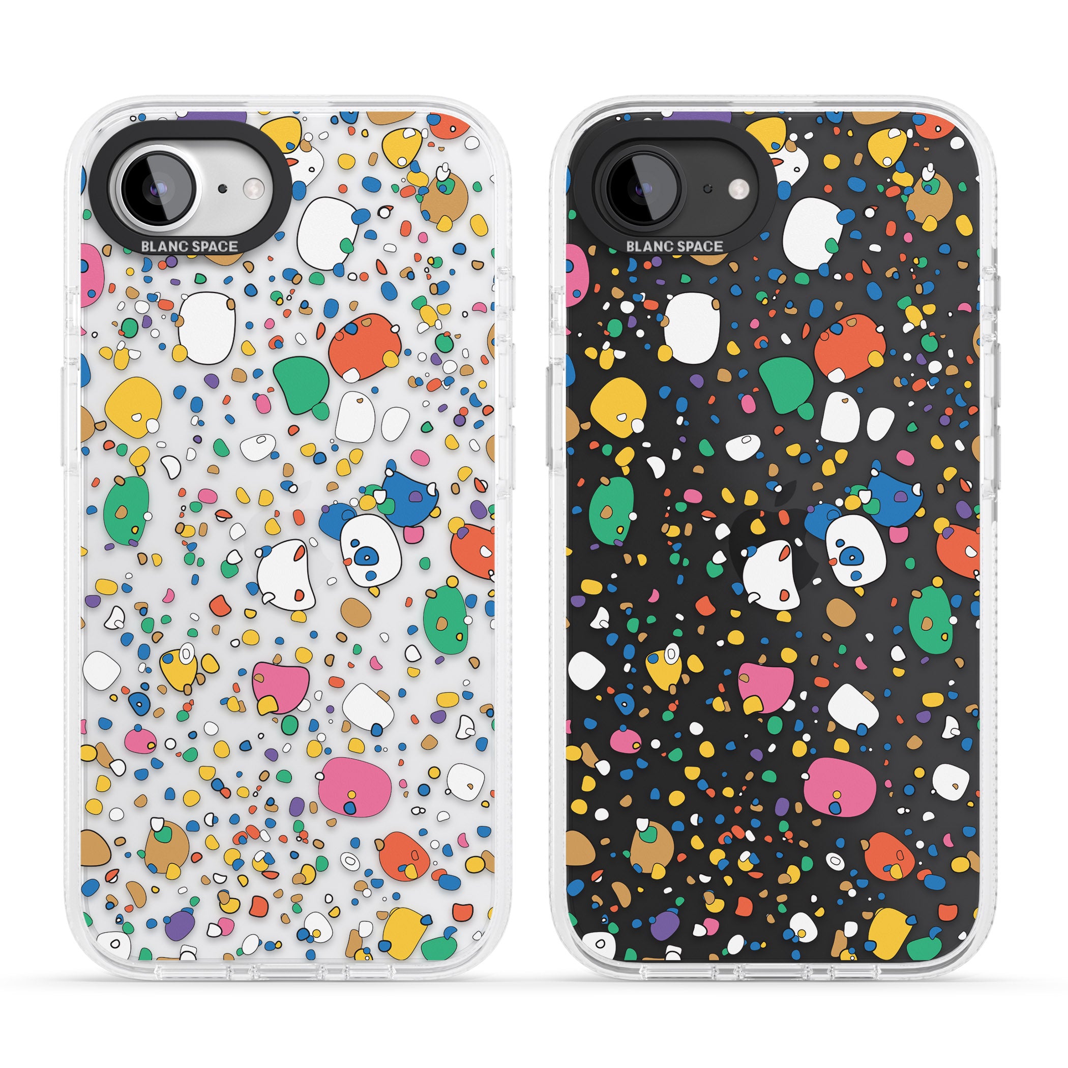 Colourful Confetti Pebbles iPhone 16e Clear Case Impact Air - Blanc Space