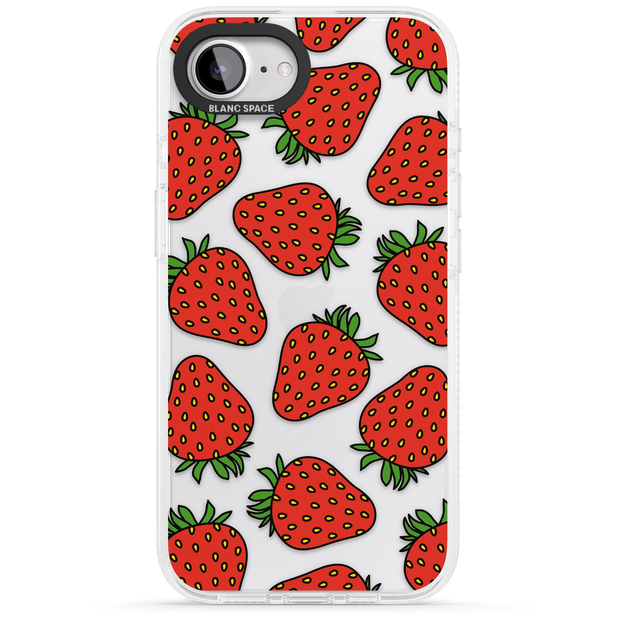 Strawberry Pattern iPhone 16e Clear Case Impact Air - Blanc Space
