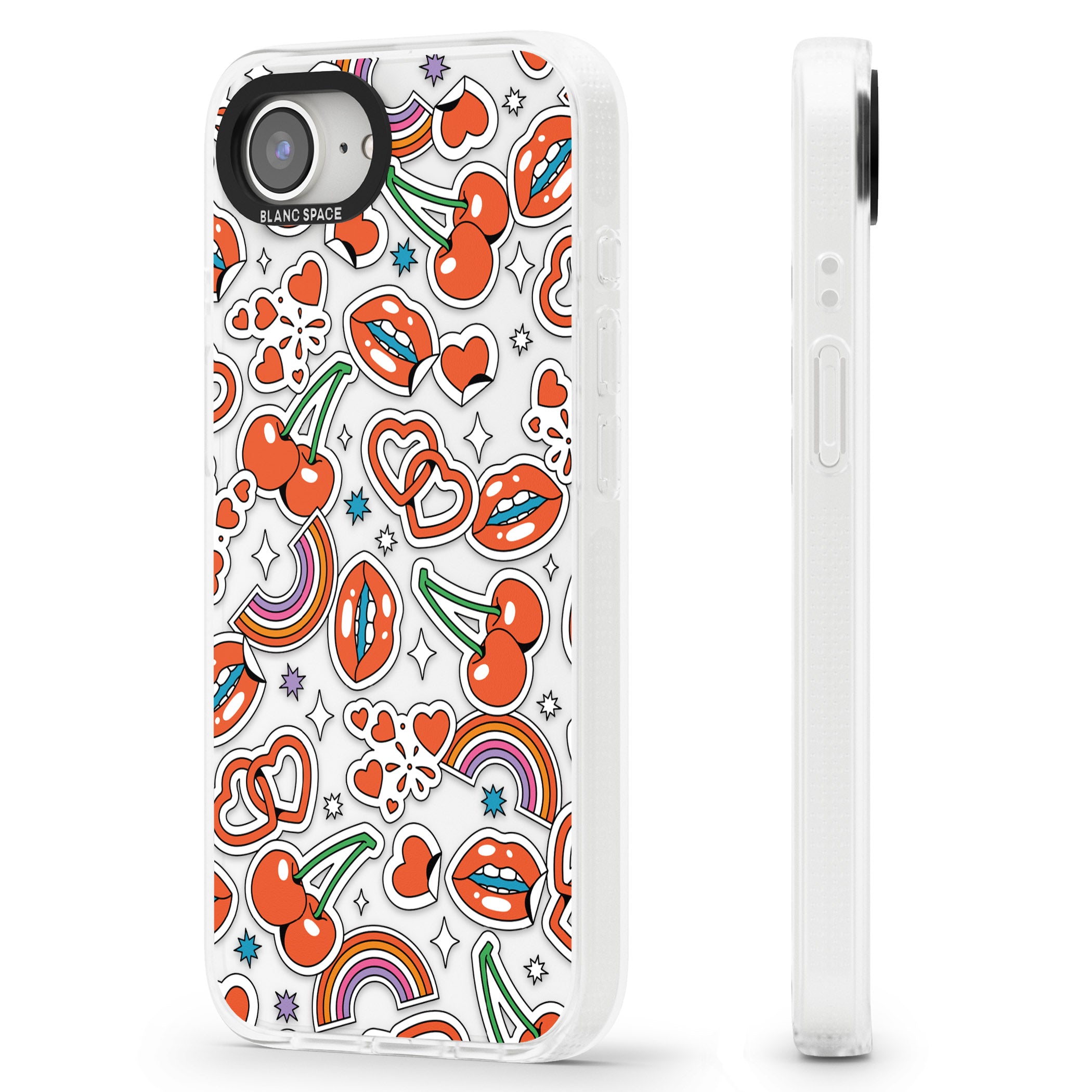 Red Sticker Pop iPhone 16e Clear Case Impact Air - Blanc Space