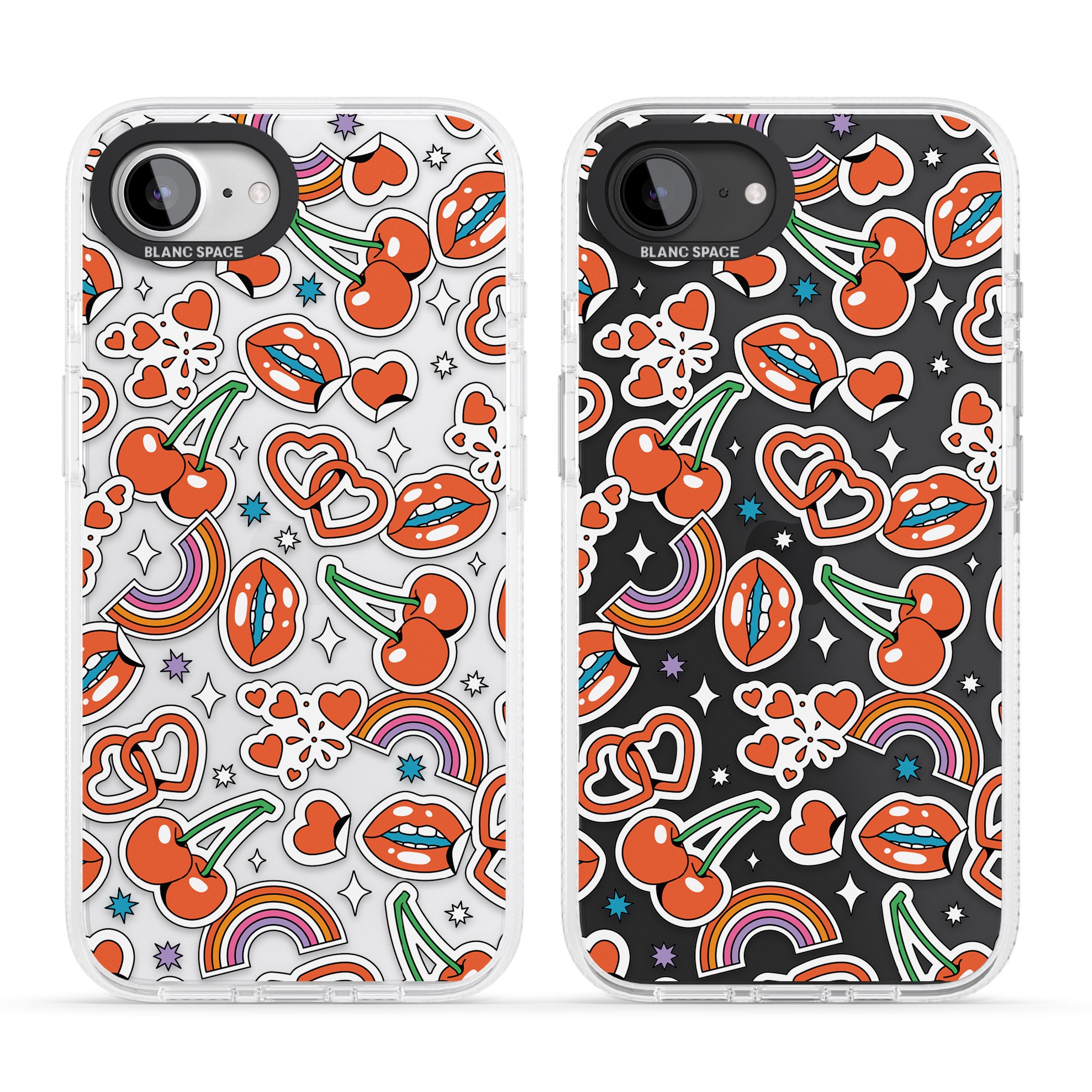 Red Sticker Pop iPhone 16e Clear Case Impact Air - Blanc Space