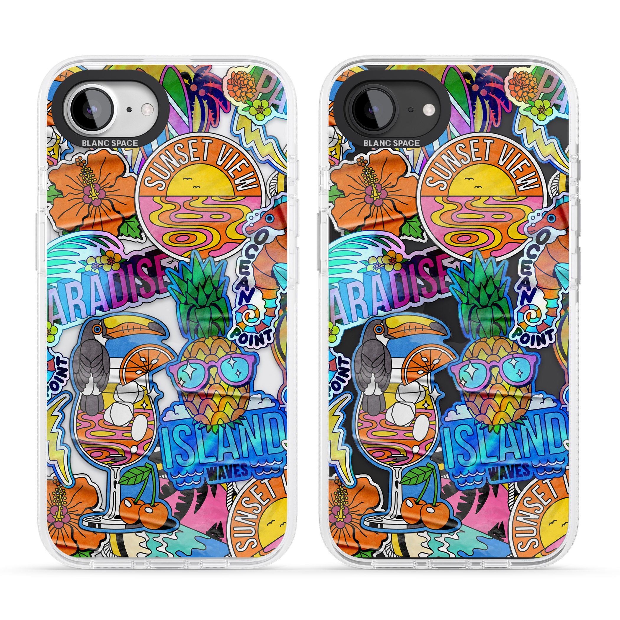 Tropical Vibes Collage iPhone 16e Clear Case Impact Air - Blanc Space