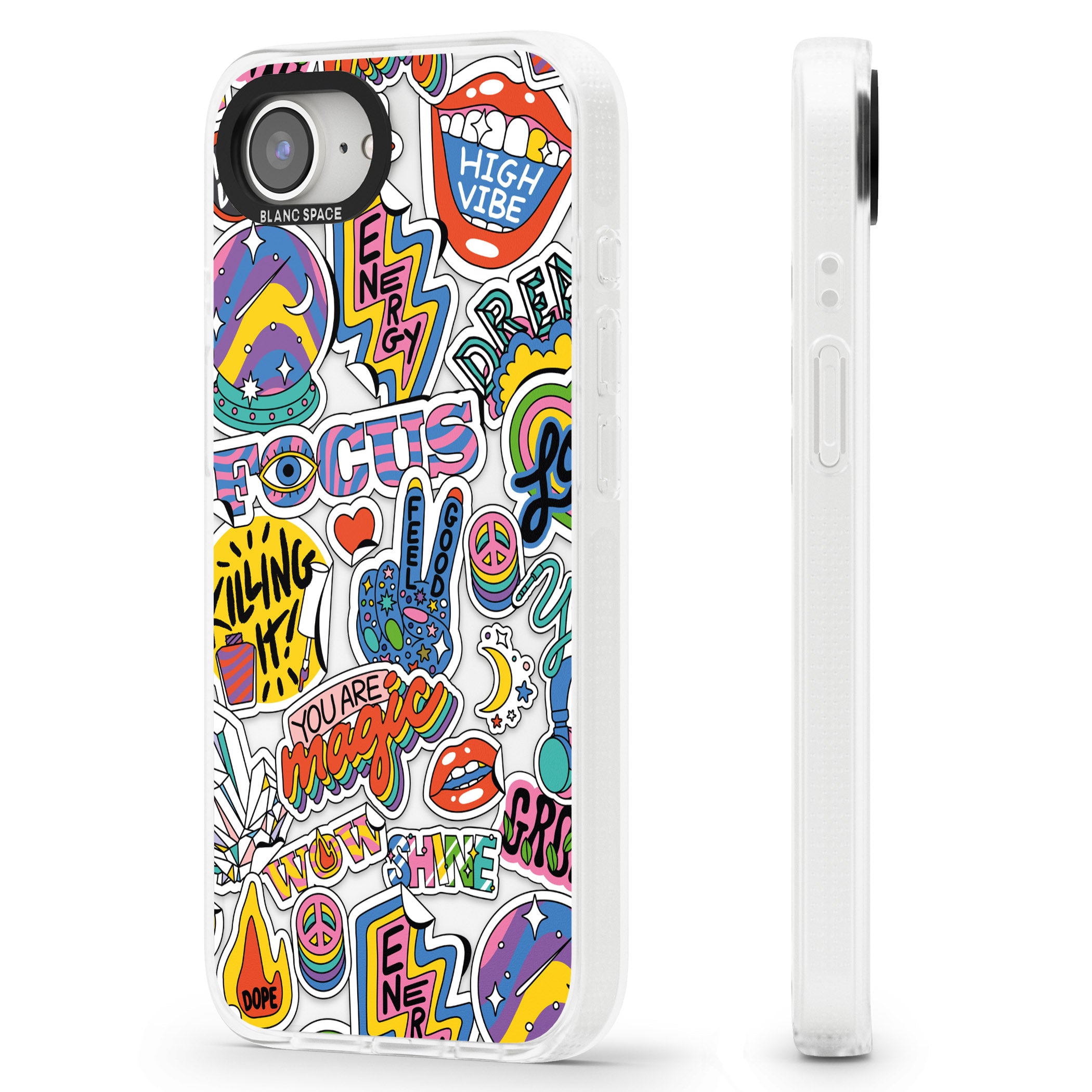 Magic Sticker Collage iPhone 16e Clear Case Impact Air - Blanc Space