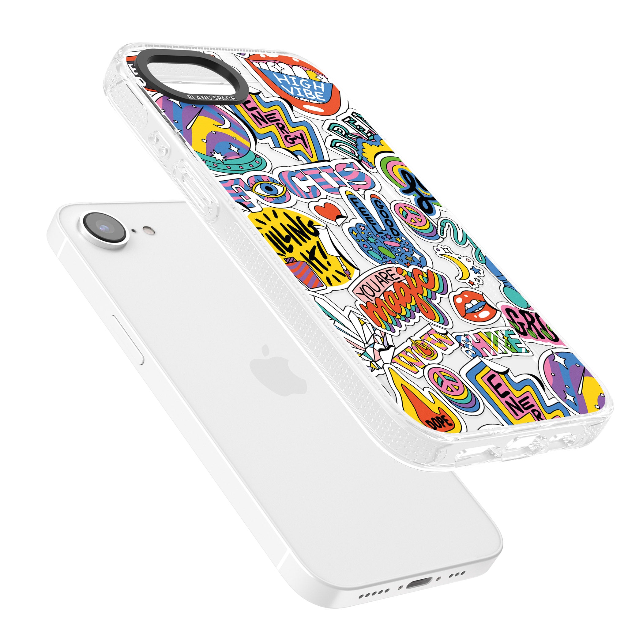 Magic Sticker Collage iPhone 16e Clear Case Impact Air - Blanc Space