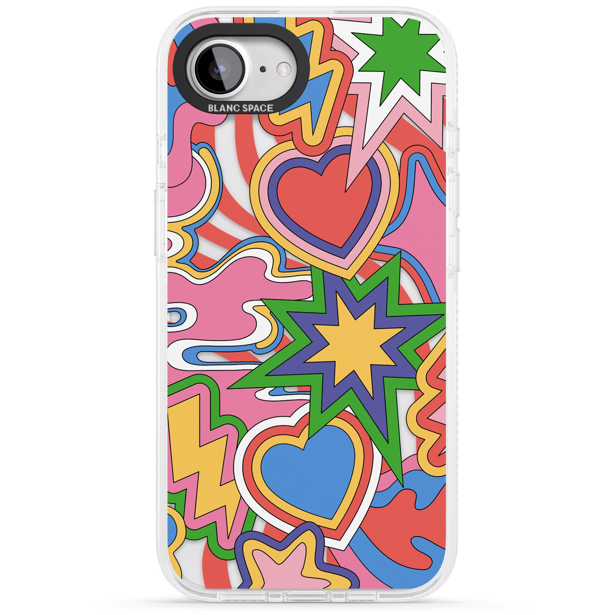 Psychedelic Pop Art Explosion iPhone 16e Clear Case Impact Air - Blanc Space