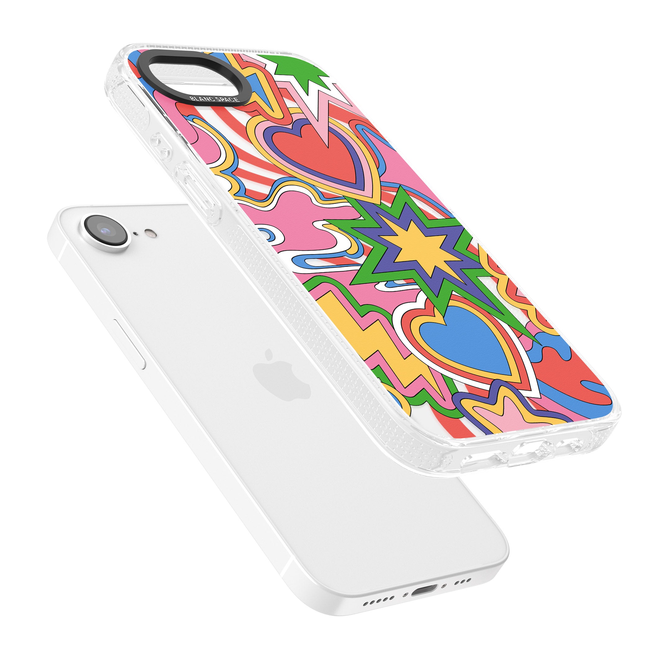 Psychedelic Pop Art Explosion iPhone 16e Clear Case Impact Air - Blanc Space