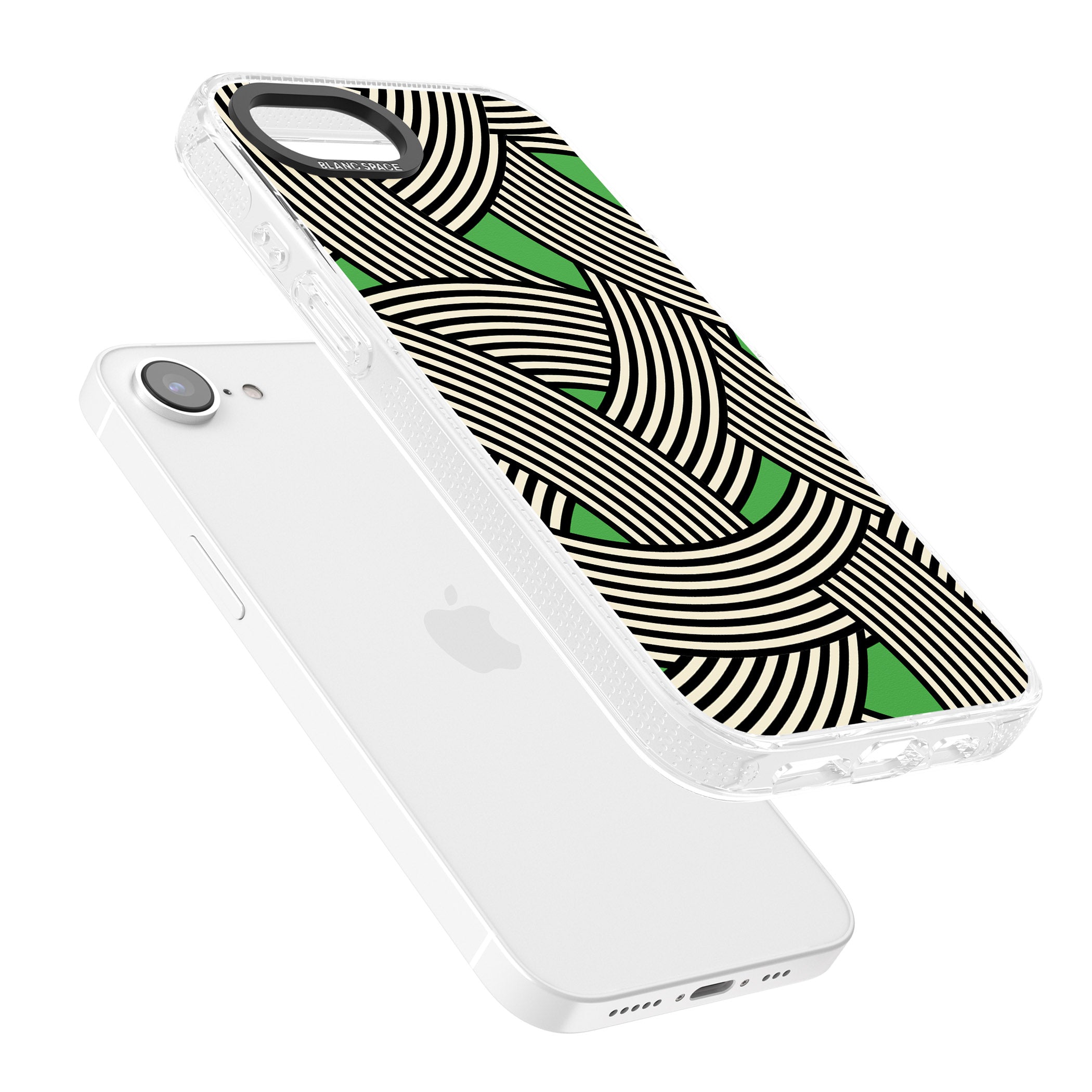 Green Optic Waves iPhone 16e Clear Case Impact Air - Blanc Space