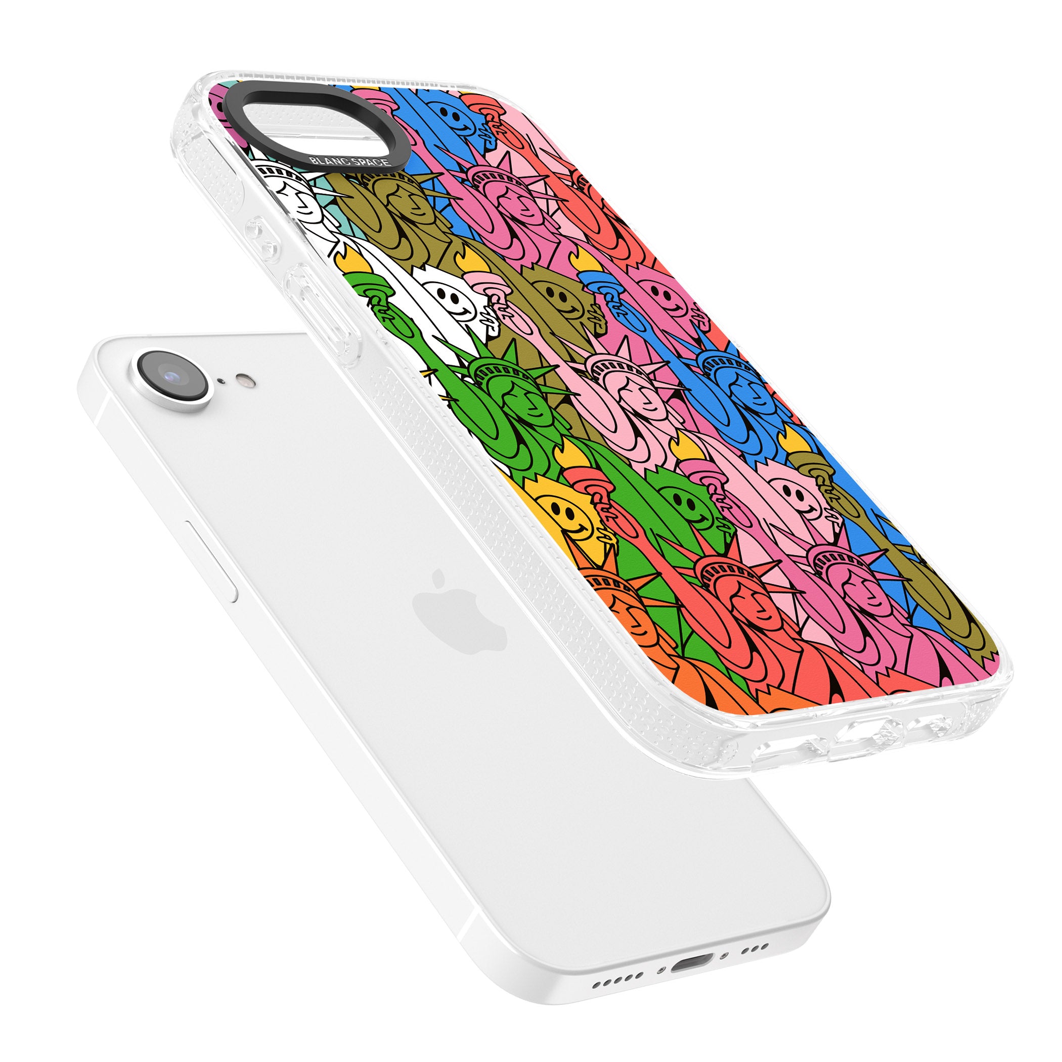 Multicolour Liberty Pattern iPhone 16e Clear Case Impact Air - Blanc Space