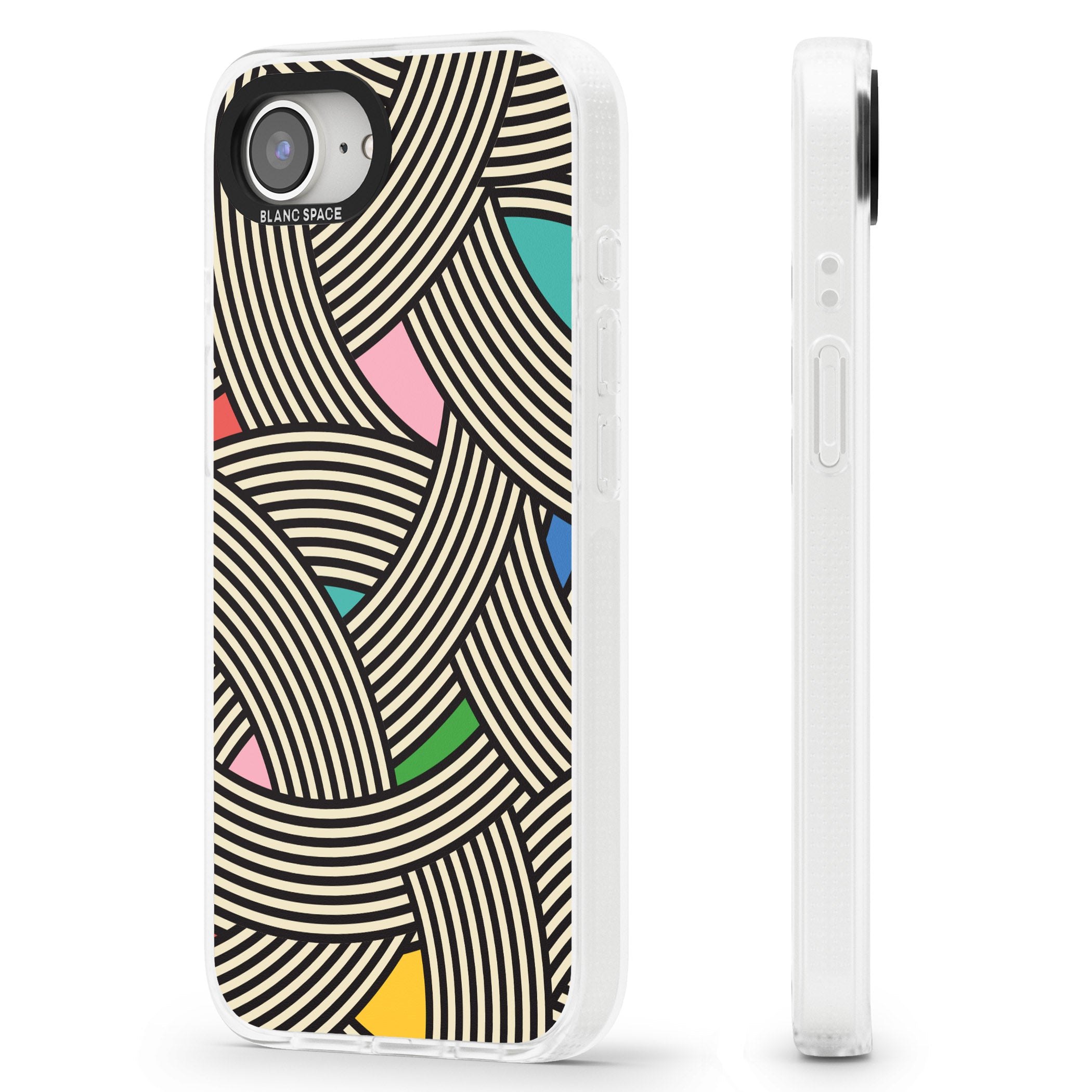 Multicolour Optic Waves iPhone 16e Clear Case Impact Air - Blanc Space