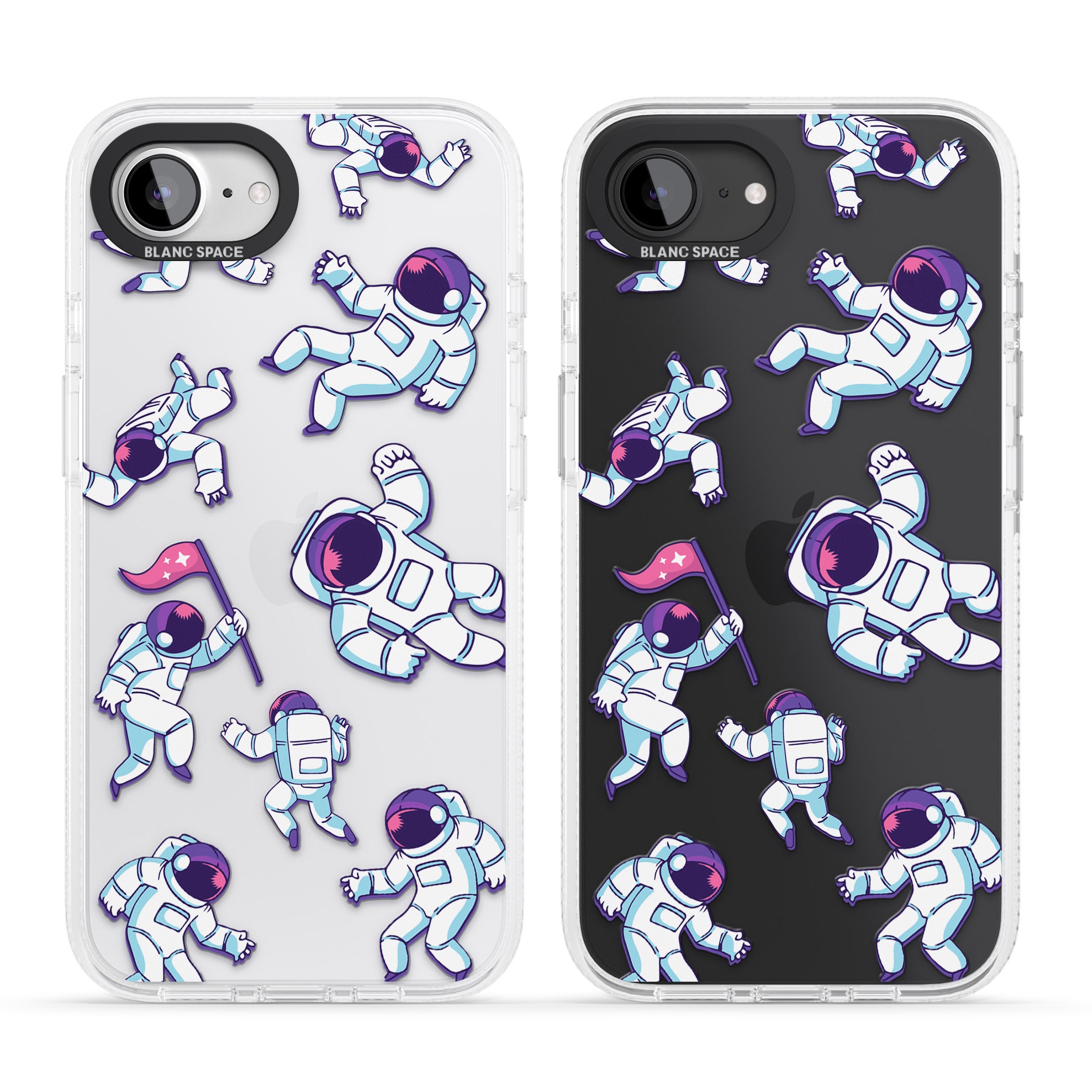 Astronaut Pattern iPhone 16e Clear Case Impact Air - Blanc Space