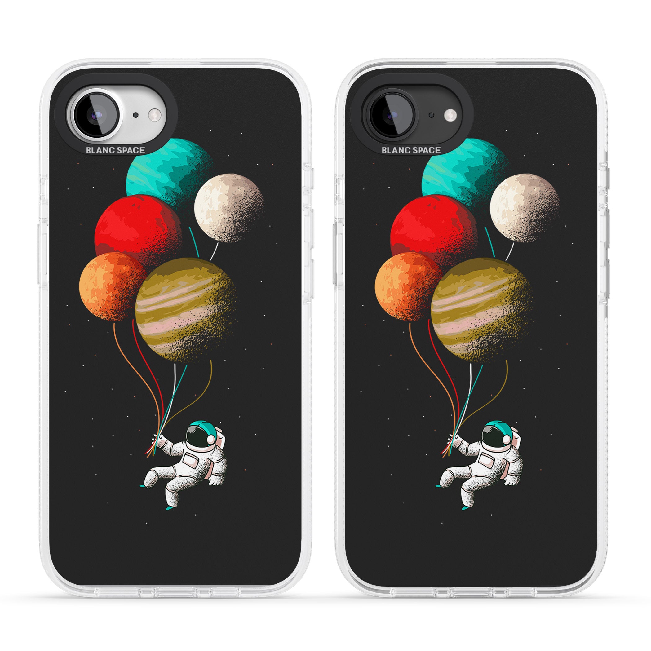Astronaut Balloon Planets iPhone 16e Clear Case Impact Air - Blanc Space