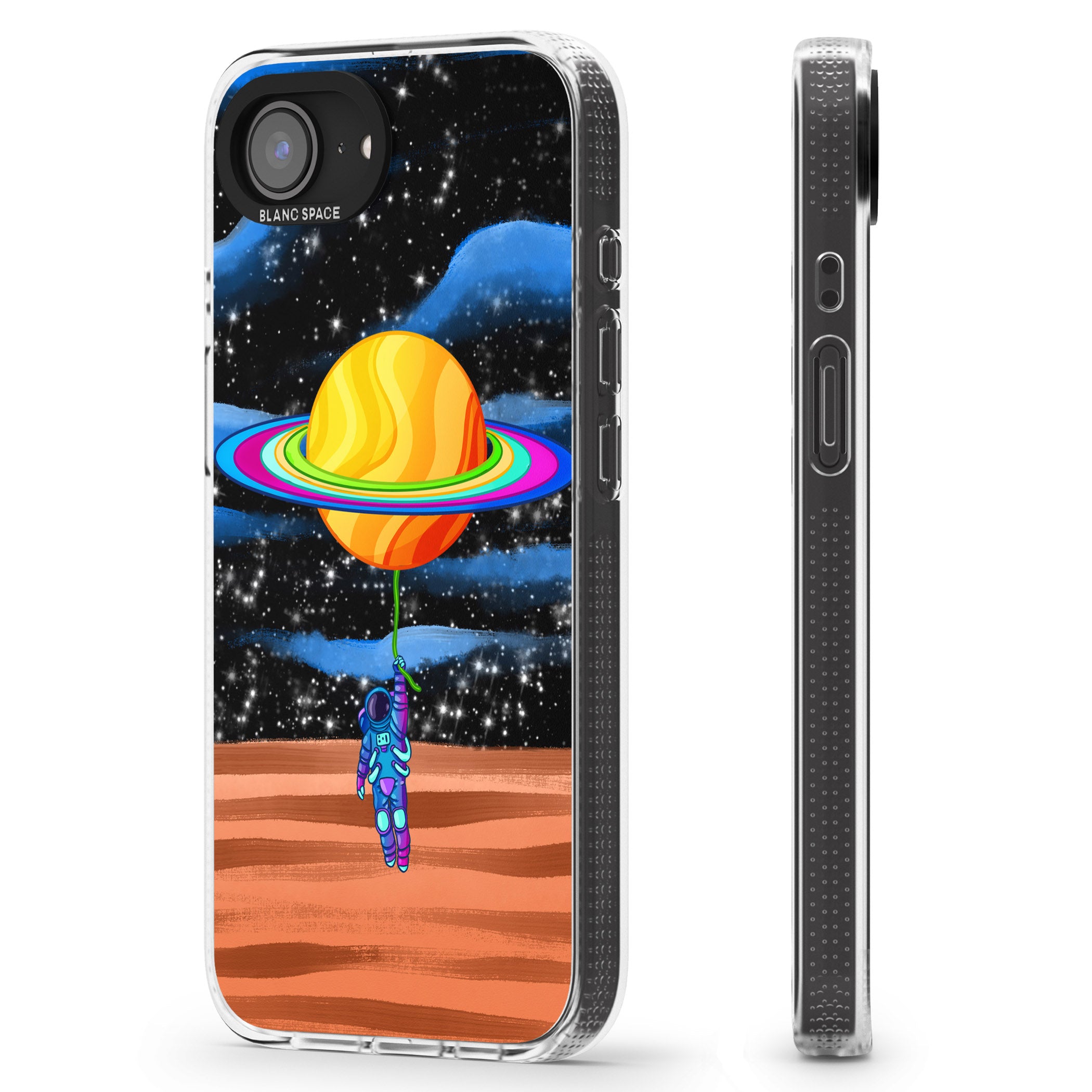 World On Helium iPhone 16e Clear Case Impact Air - Blanc Space