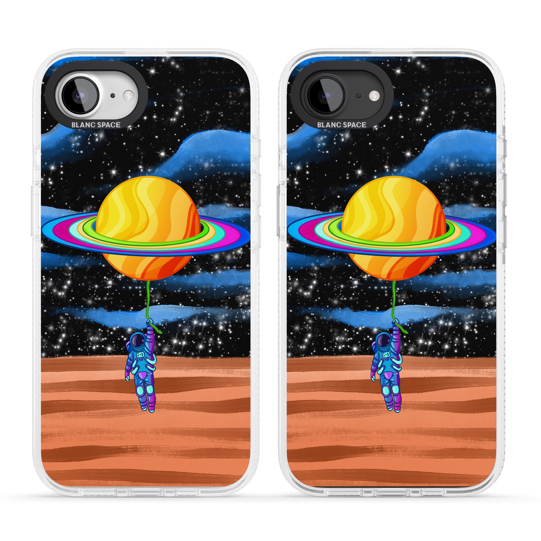 World On Helium iPhone 16e Clear Case Impact Air - Blanc Space