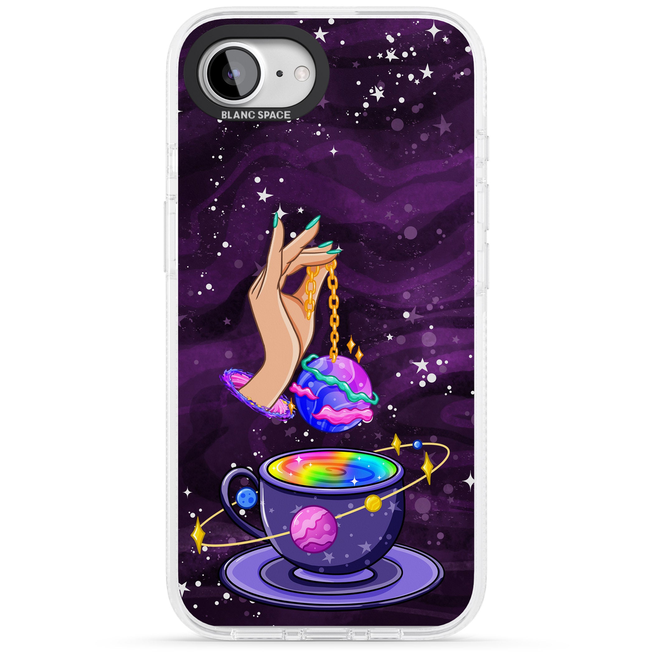 Space Tea iPhone 16e Clear Case Impact Air - Blanc Space