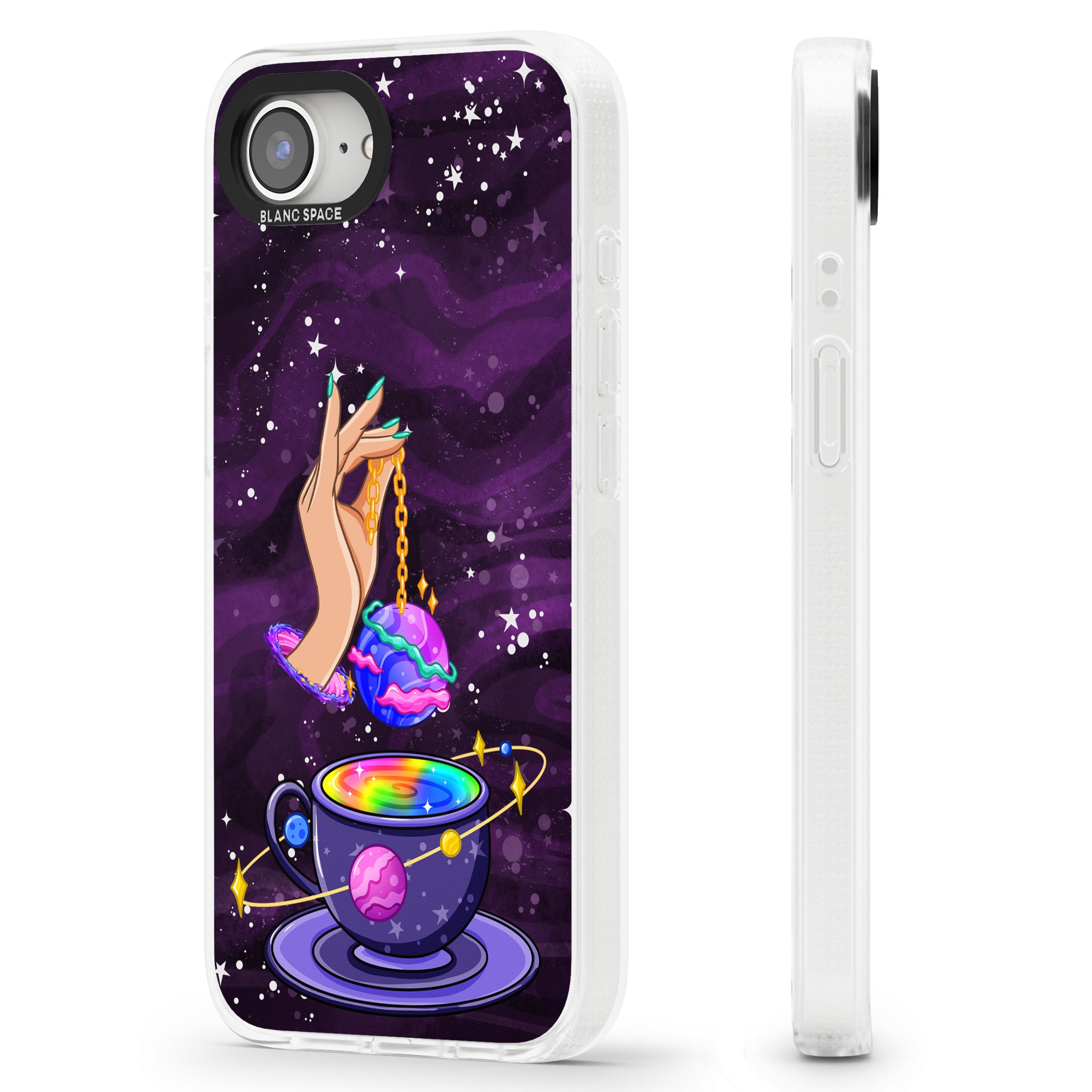 Space Tea iPhone 16e Clear Case Impact Air - Blanc Space