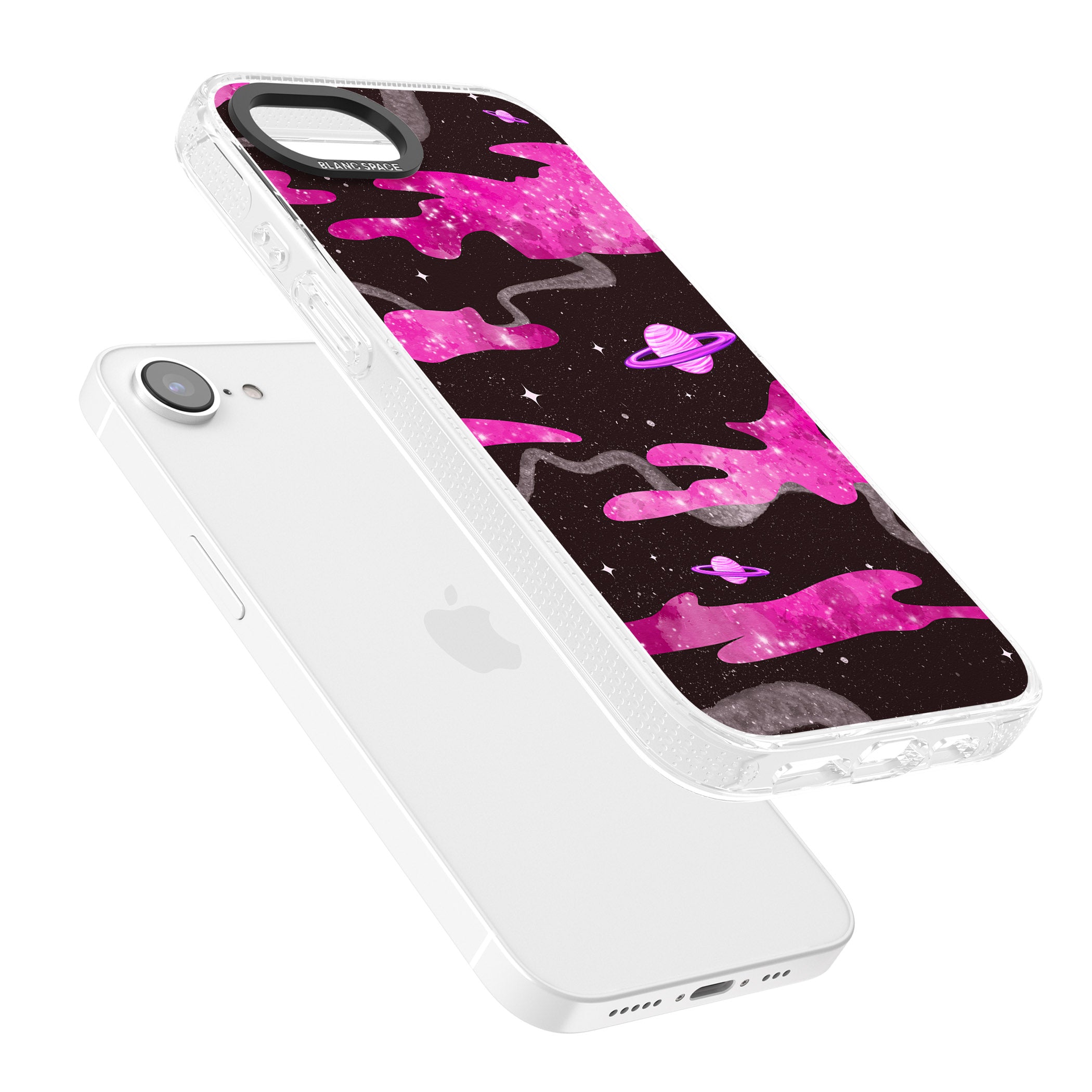 Pink Galaxy iPhone 16e Clear Case Impact Air - Blanc Space