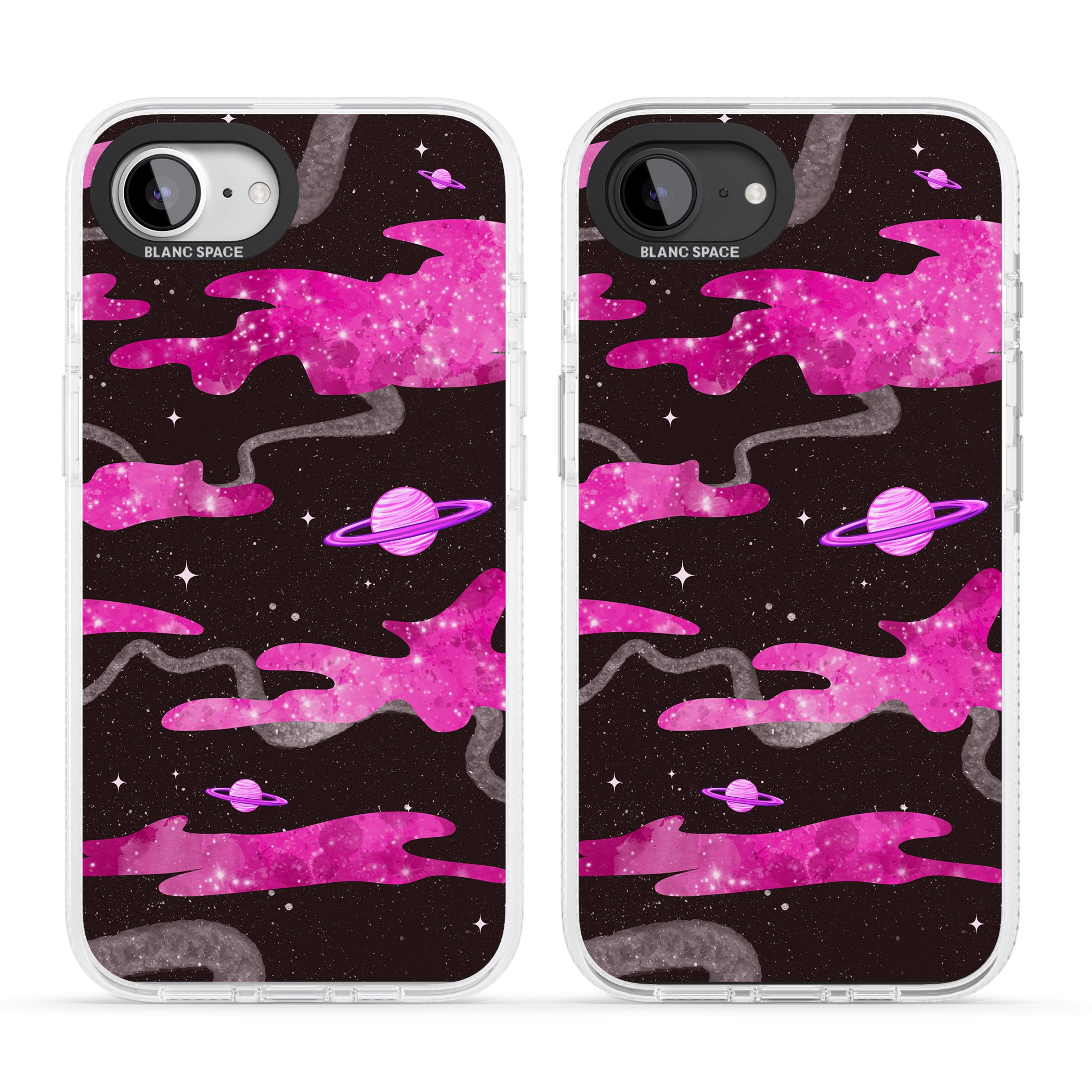 Pink Galaxy iPhone 16e Clear Case Impact Air - Blanc Space