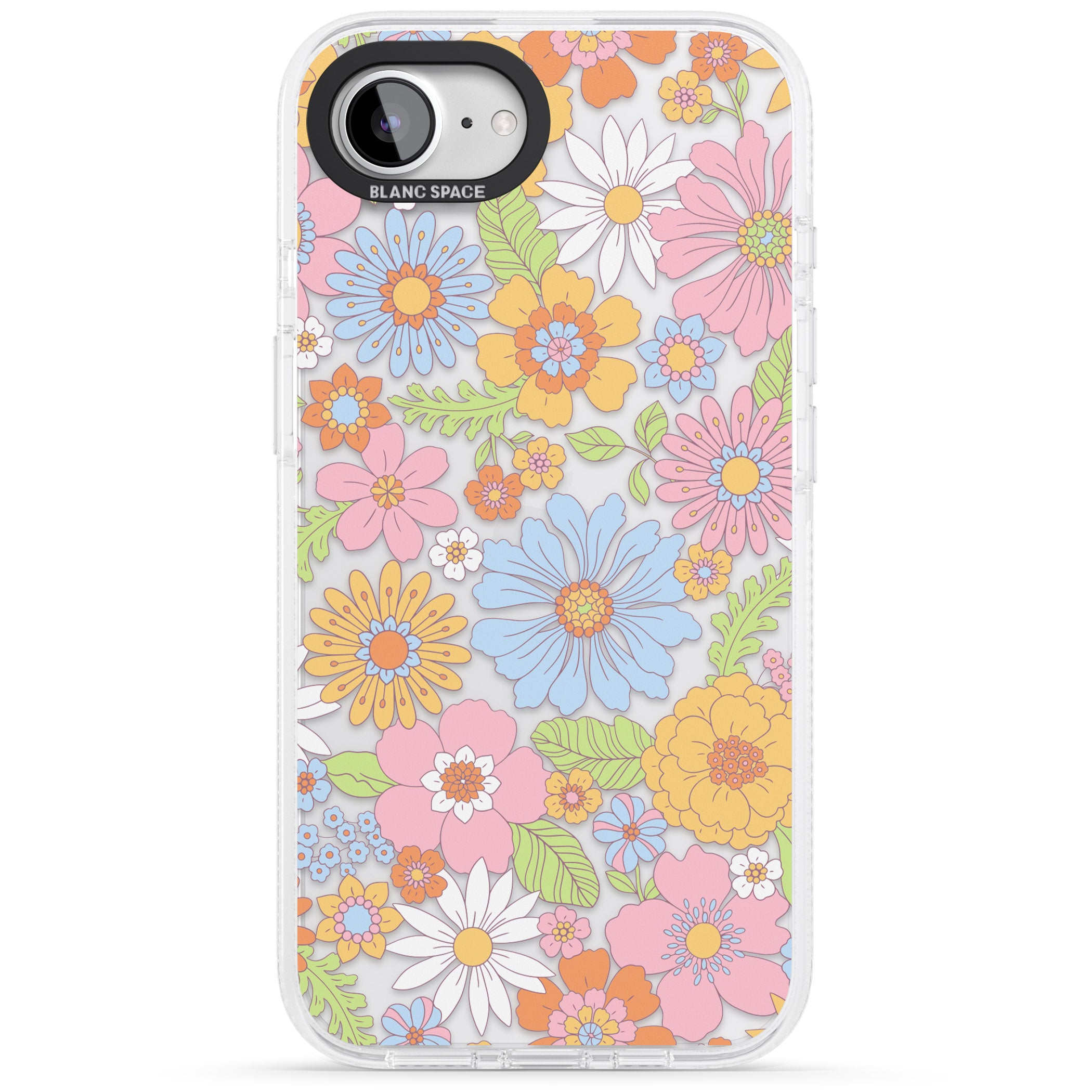 Pastel Flower Pattern iPhone 16e Clear Case Impact Air - Blanc Space