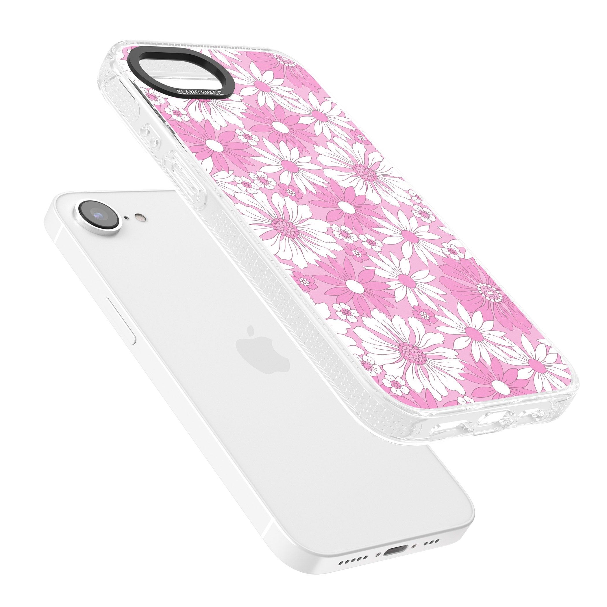 Pink & White Flowers iPhone 16e Clear Case Impact Air - Blanc Space