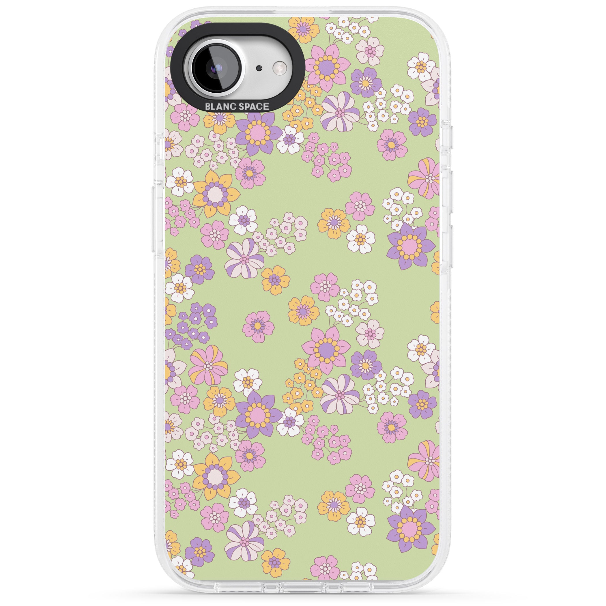 Grass Green Flowers iPhone 16e Clear Case Impact Air - Blanc Space