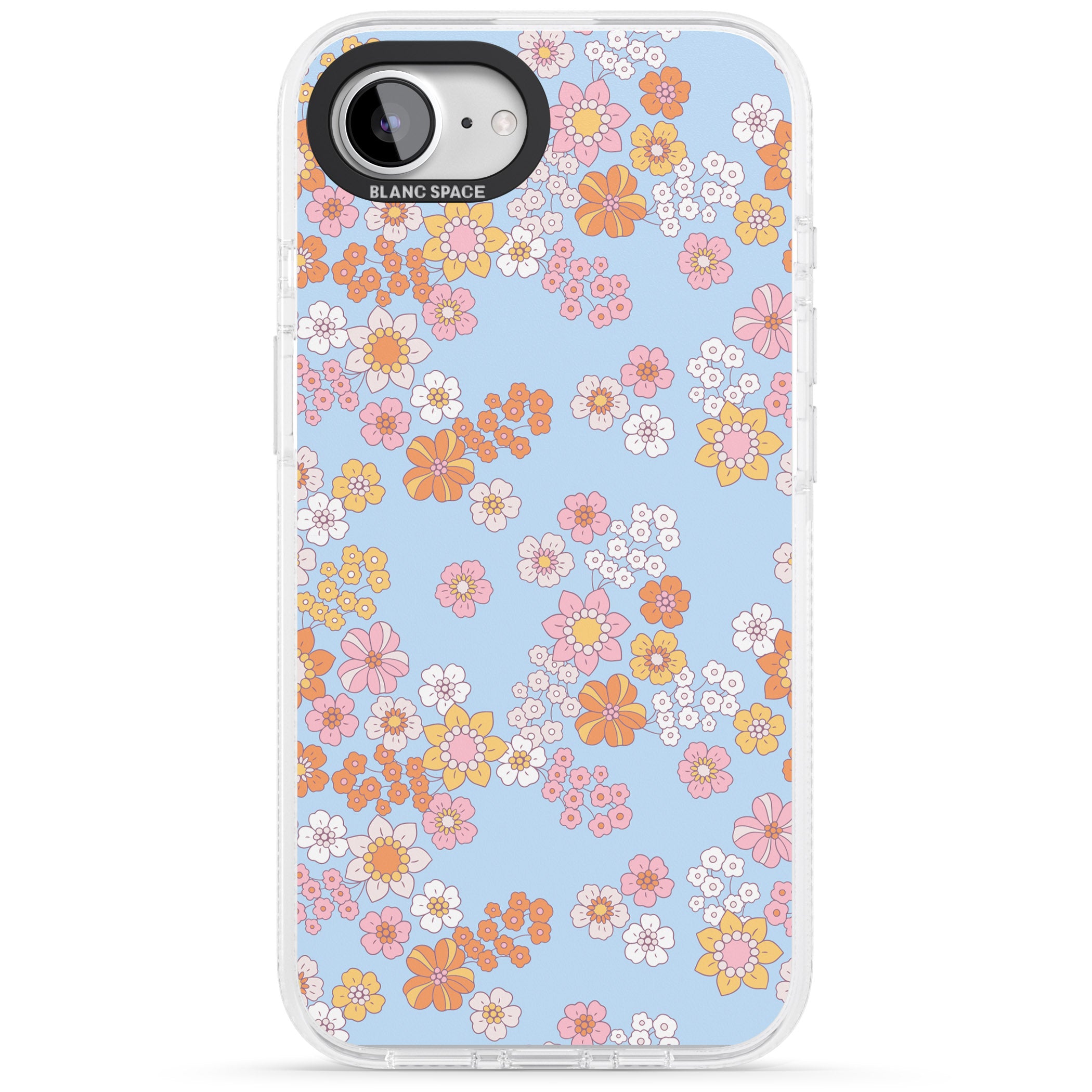 Lake Blue Flower Mix iPhone 16e Clear Case Impact Air - Blanc Space