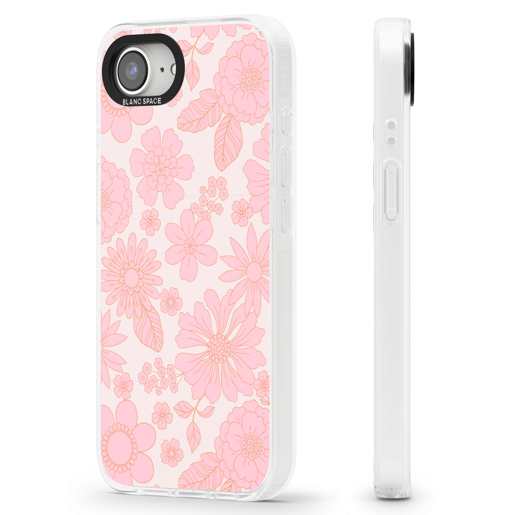 Gentle Pink Flowers iPhone 16e Clear Case Impact Air - Blanc Space