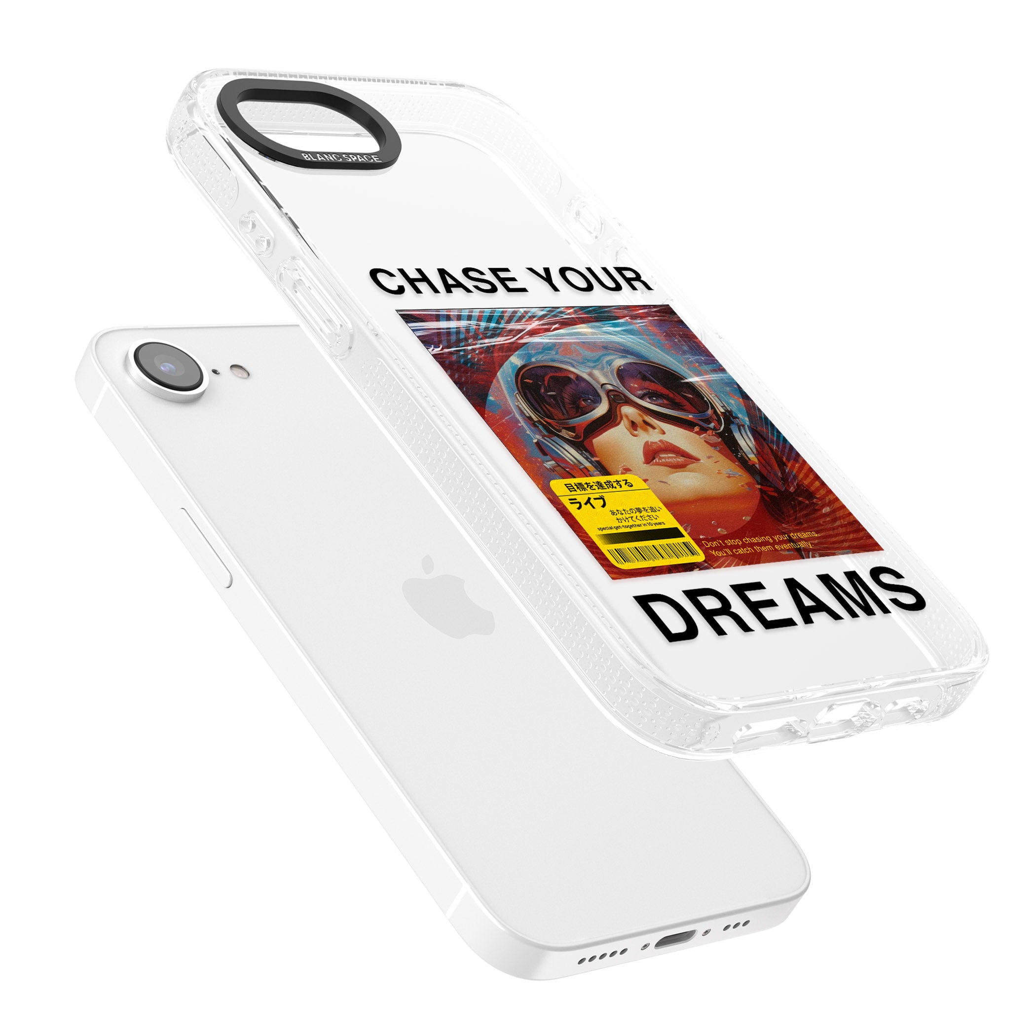 Chase Your Dreams iPhone 16e Clear Case Impact Air - Blanc Space