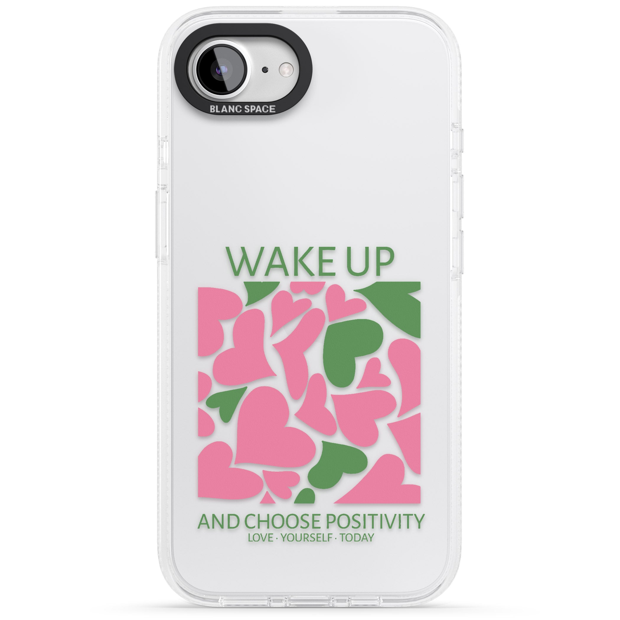 Wake Up And Choose Positivity iPhone 16e Clear Case Impact Air - Blanc Space