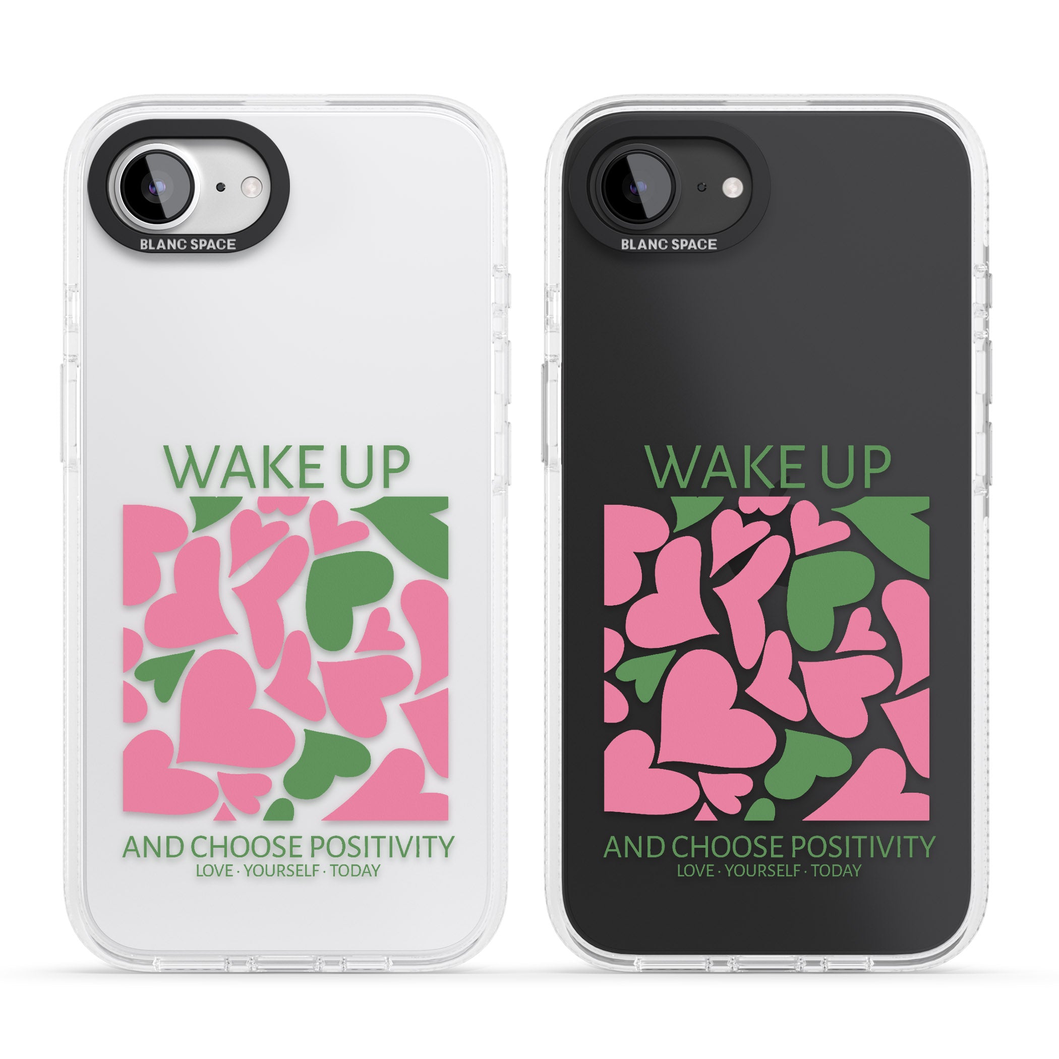 Wake Up And Choose Positivity iPhone 16e Clear Case Impact Air - Blanc Space