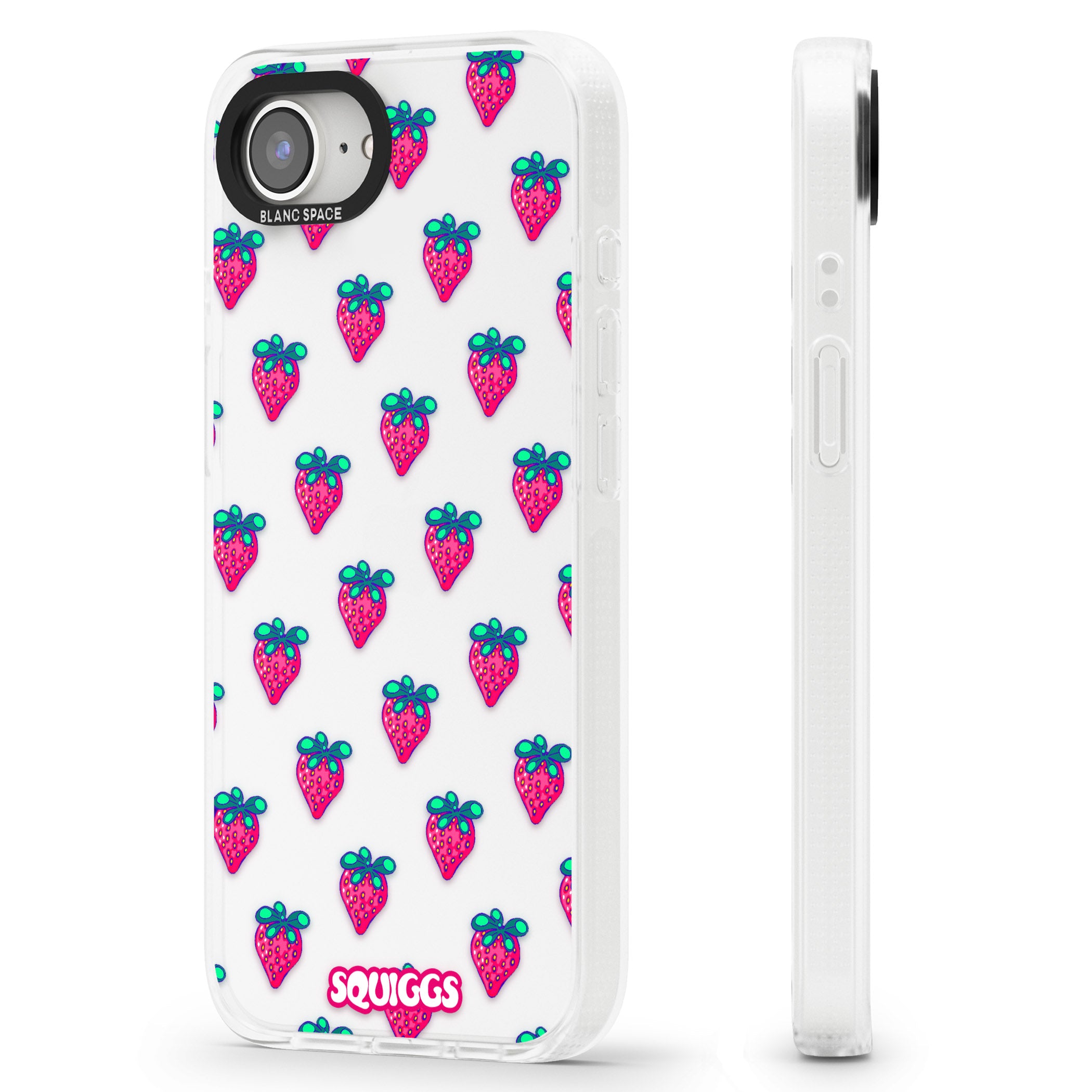 Strawberry Patch iPhone 16e Clear Case Impact Air - Blanc Space