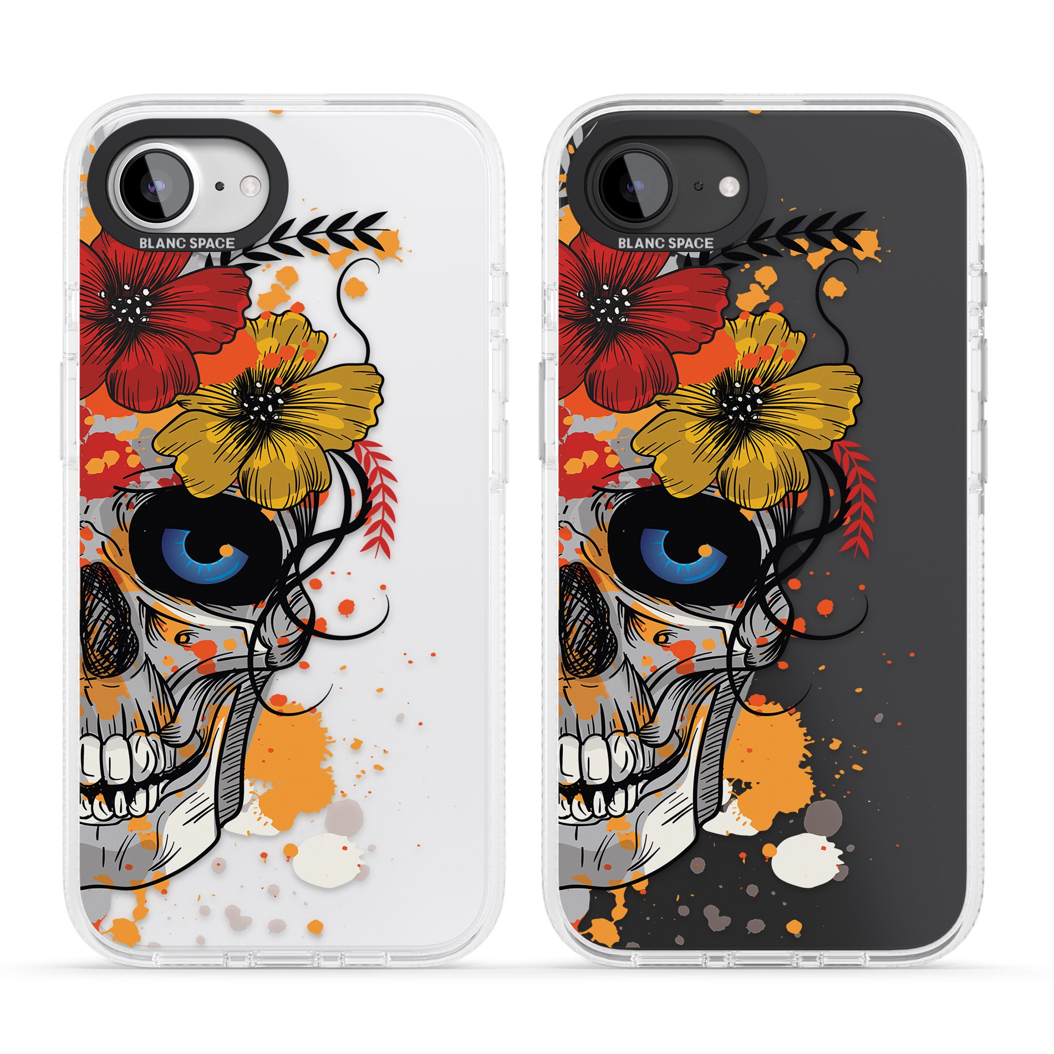 Sugar Skull Flowers iPhone 16e Clear Case Impact Air - Blanc Space